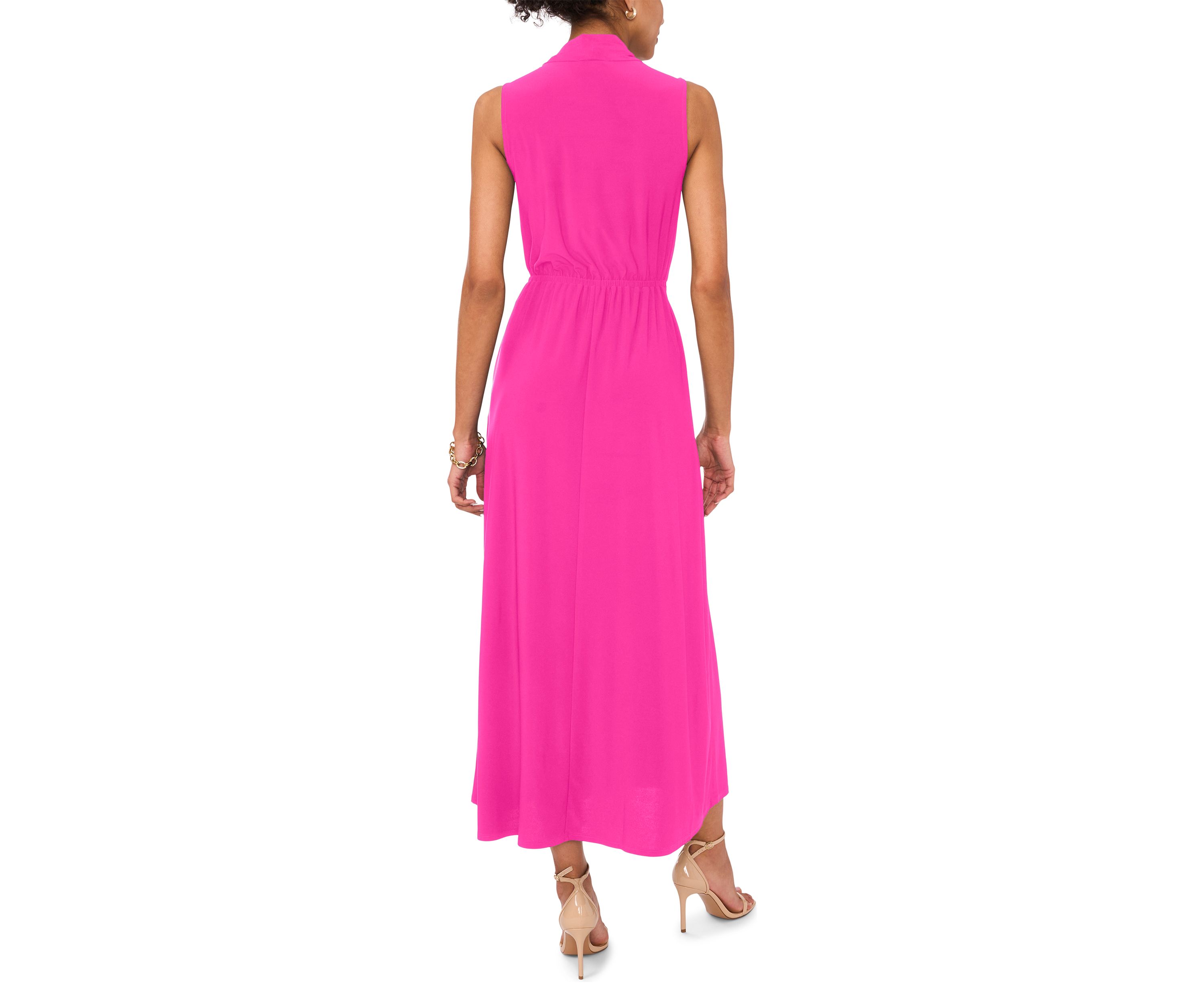 Womens Sleeve V-Neck Tie Maxi Dress