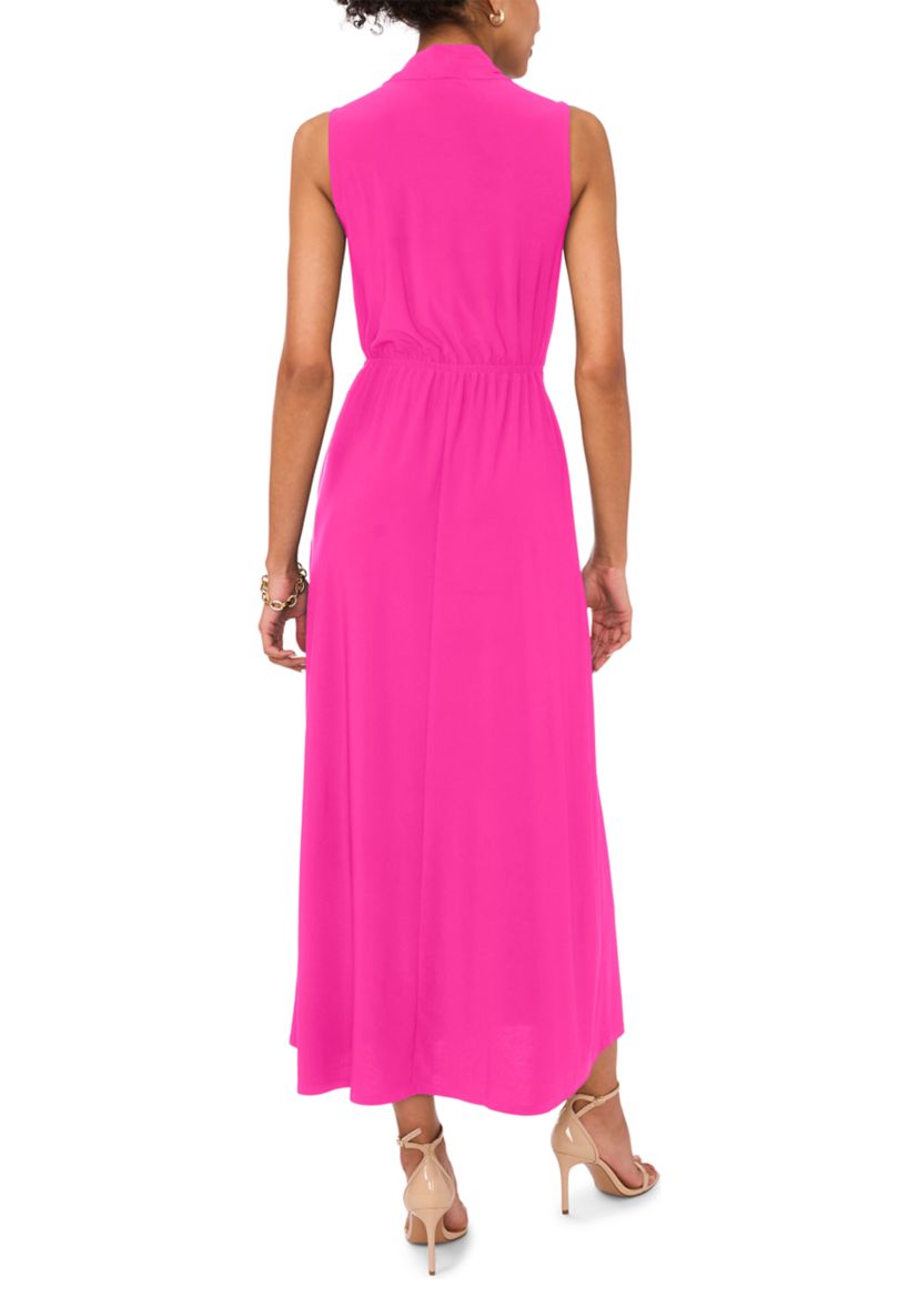 Womens Sleeve V-Neck Tie Maxi Dress