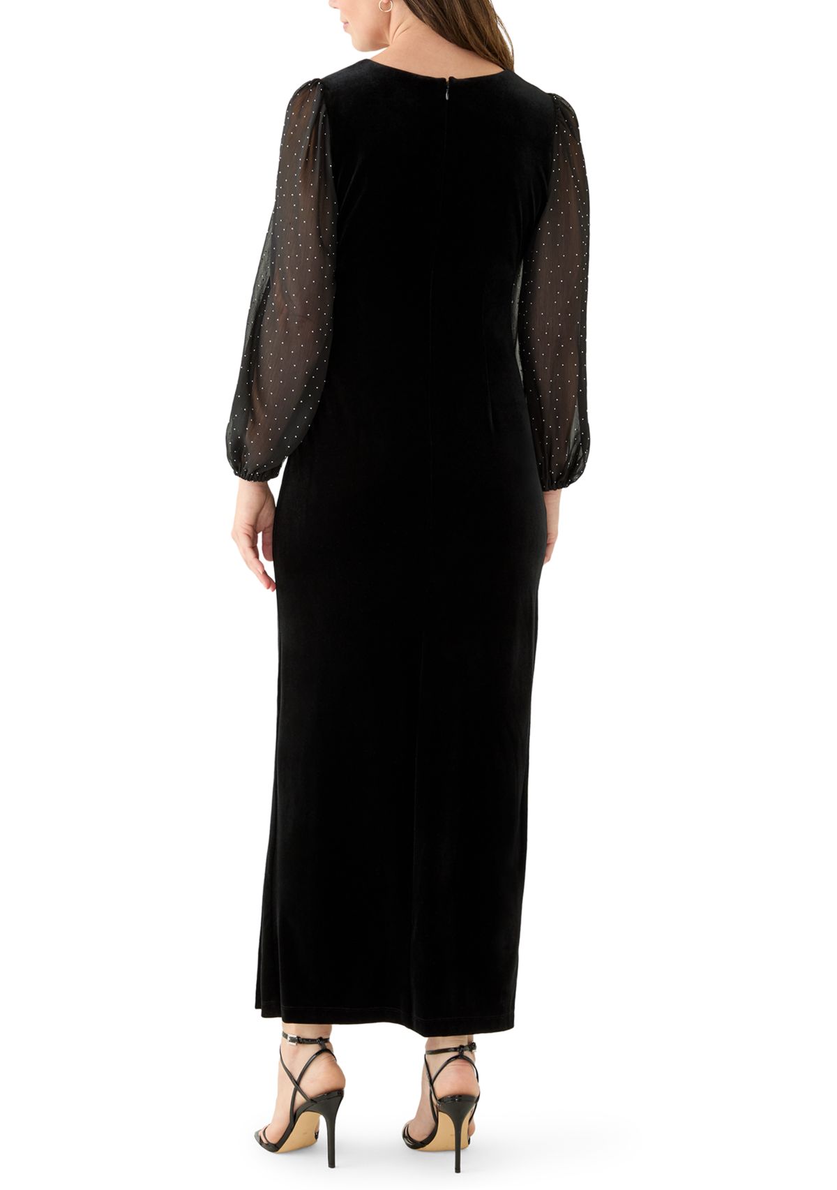 Womens Long Sleeve V-Neck Velvet Sheath