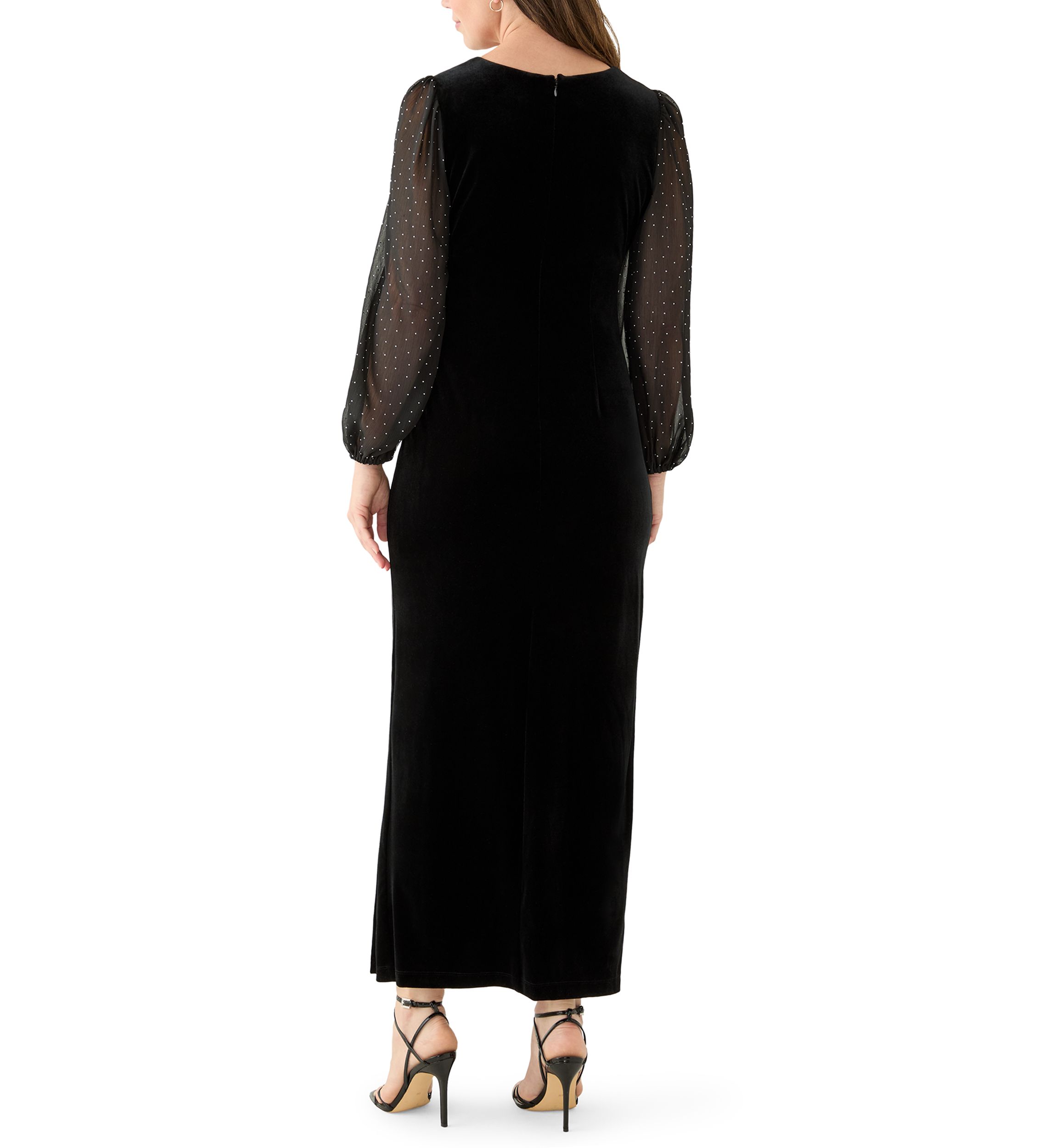 Womens Long Sleeve V-Neck Velvet Sheath