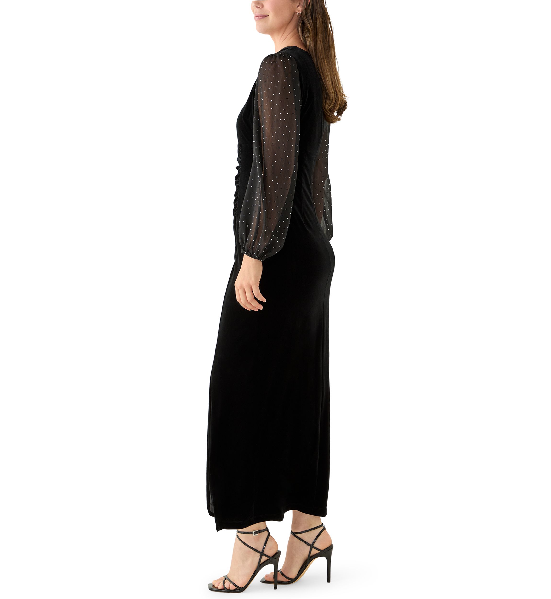 Womens Long Sleeve V-Neck Velvet Sheath