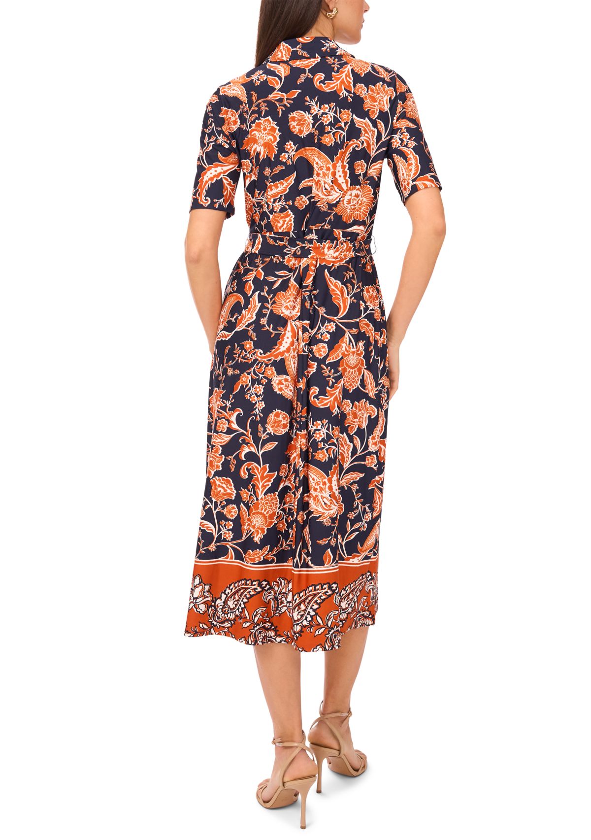 Womens Floral Printed Collared Dress
