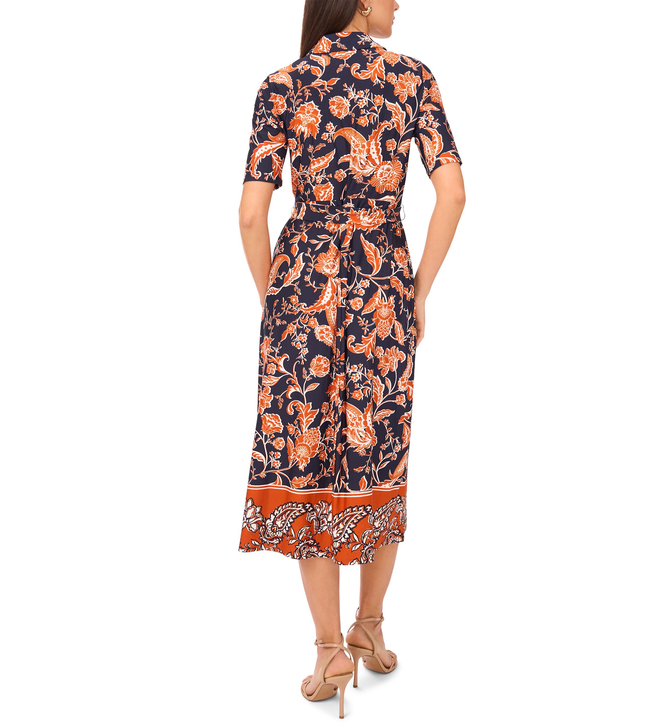 Womens Floral Printed Collared Dress