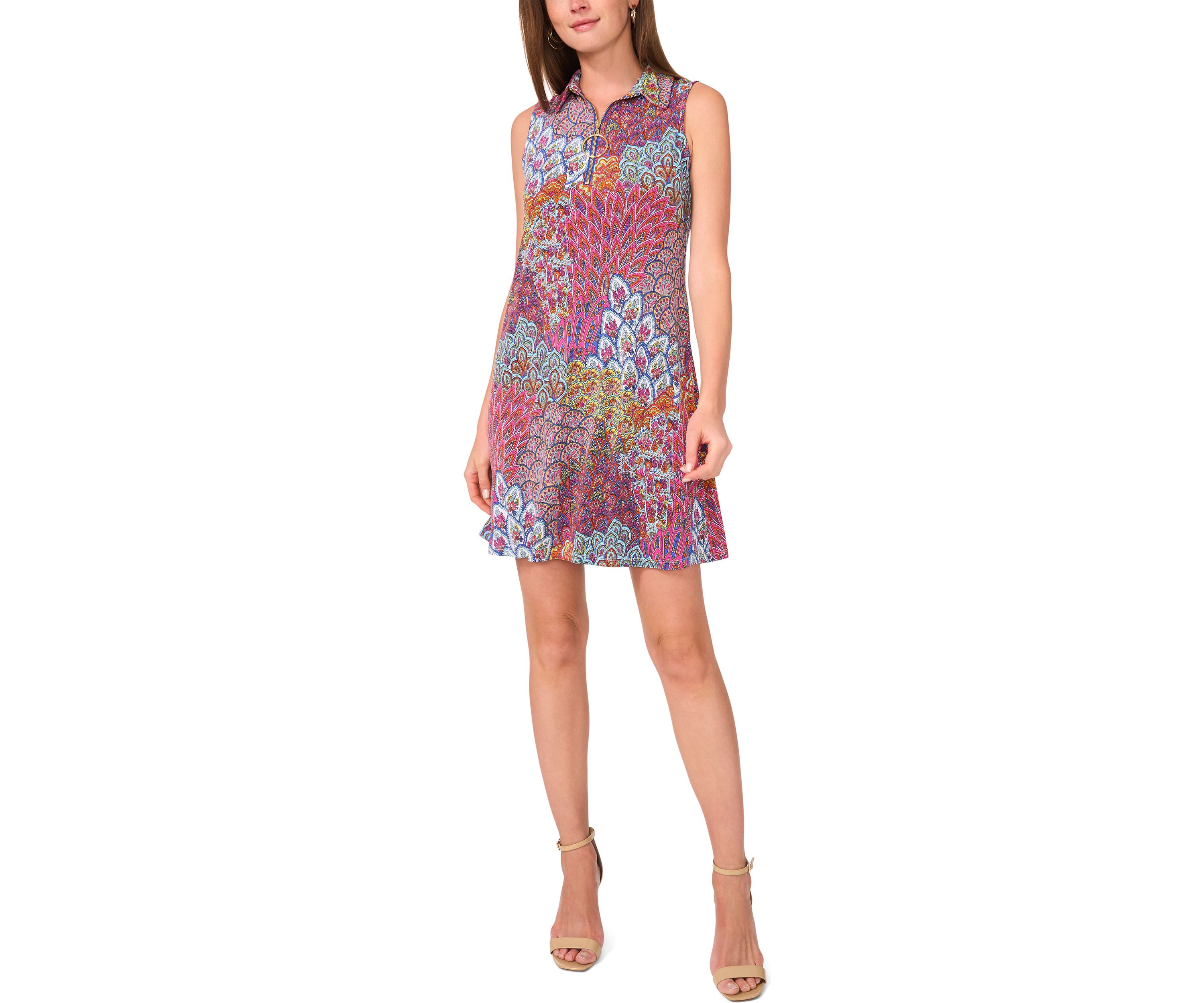 Womens Sleeveless Abstract Print Dress 