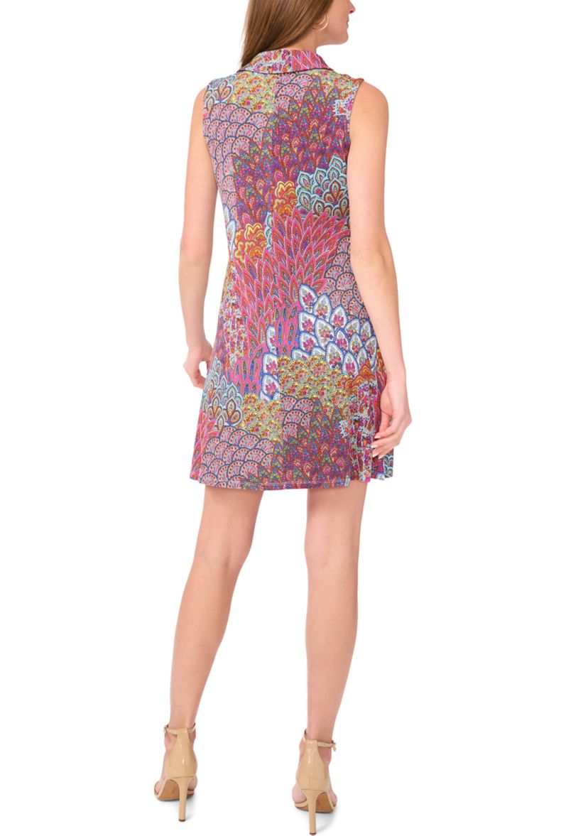 Womens Sleeveless Abstract Print Dress 