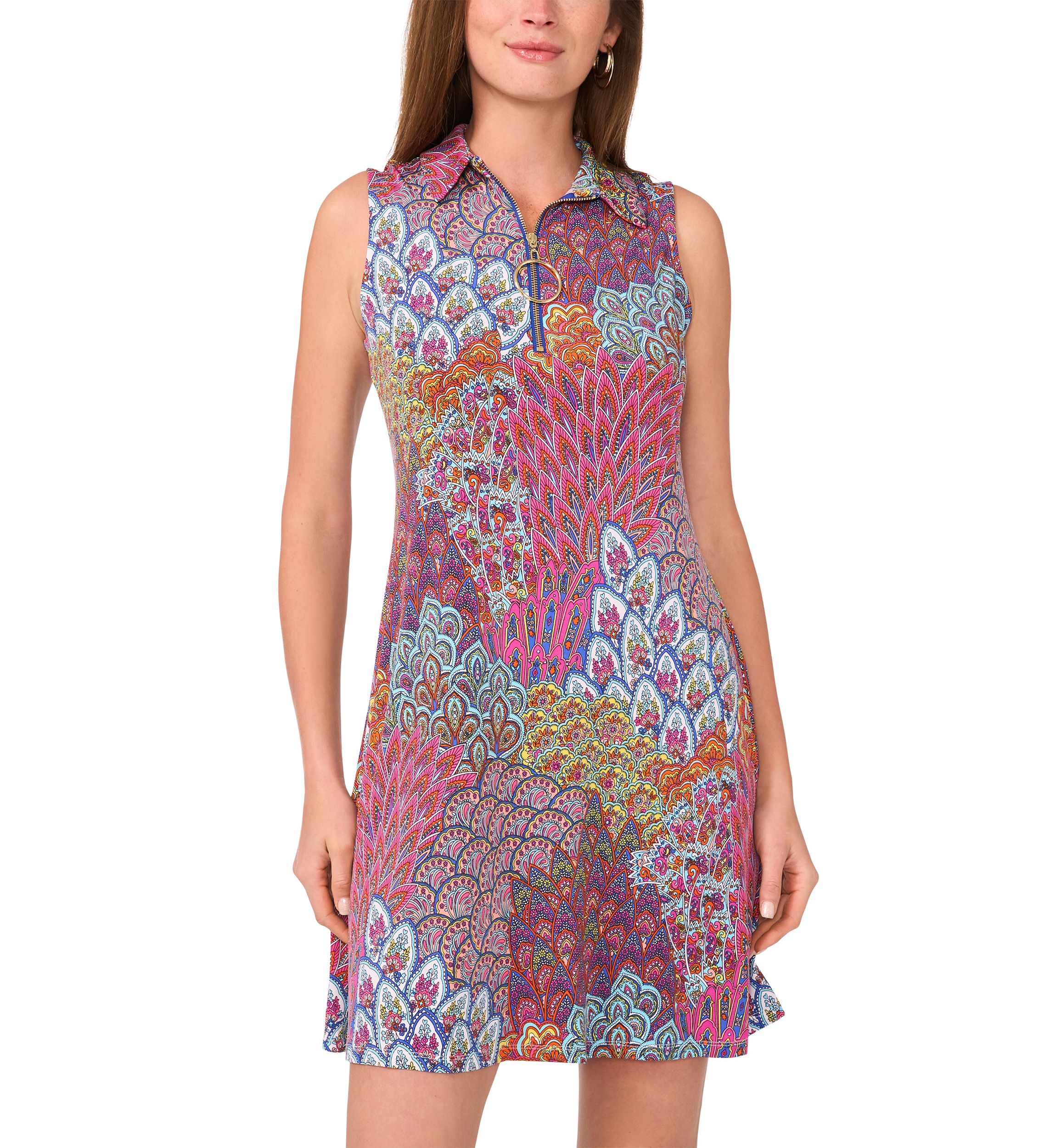 Womens Sleeveless Abstract Print Dress 