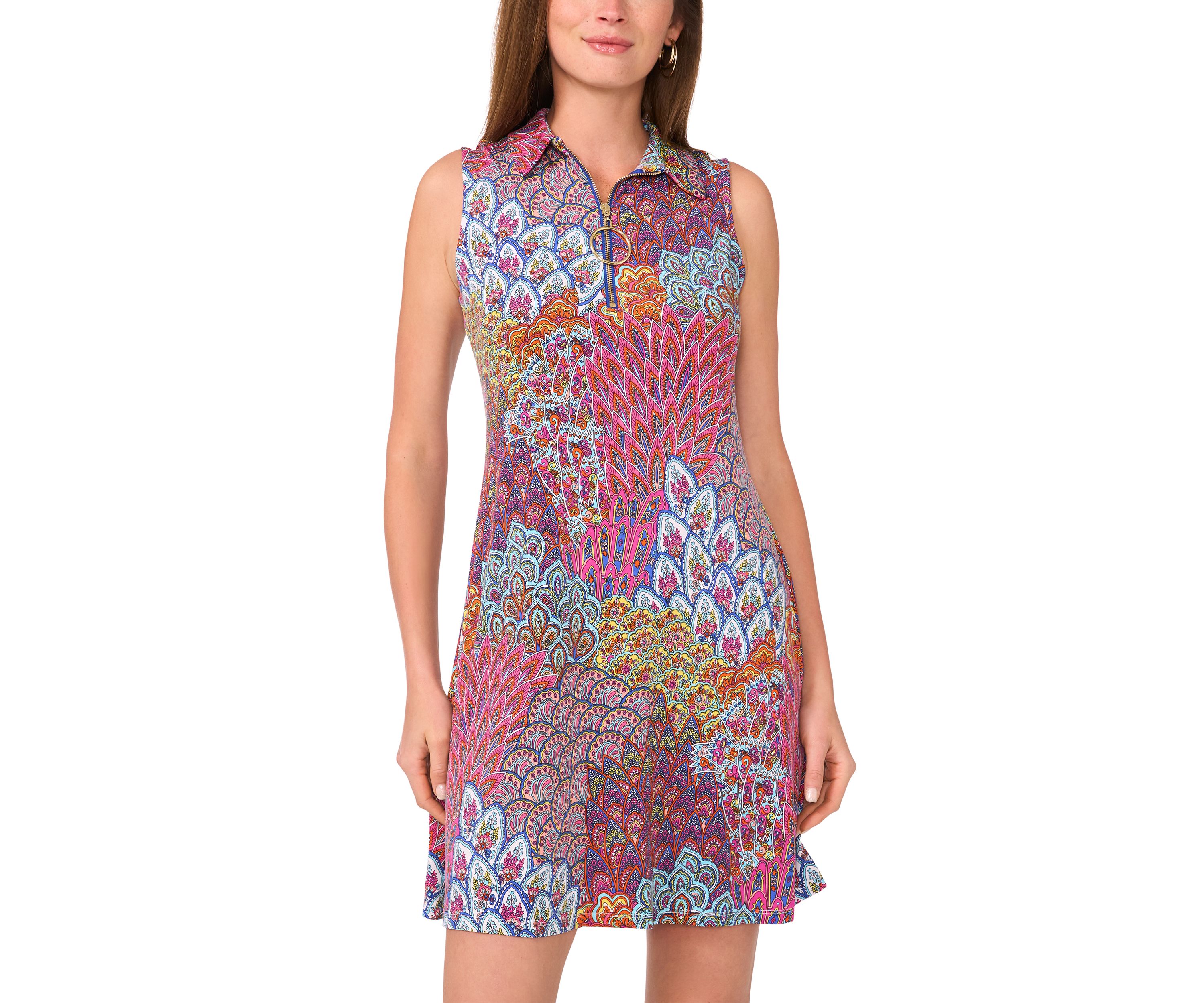 Womens Sleeveless Abstract Print Dress 