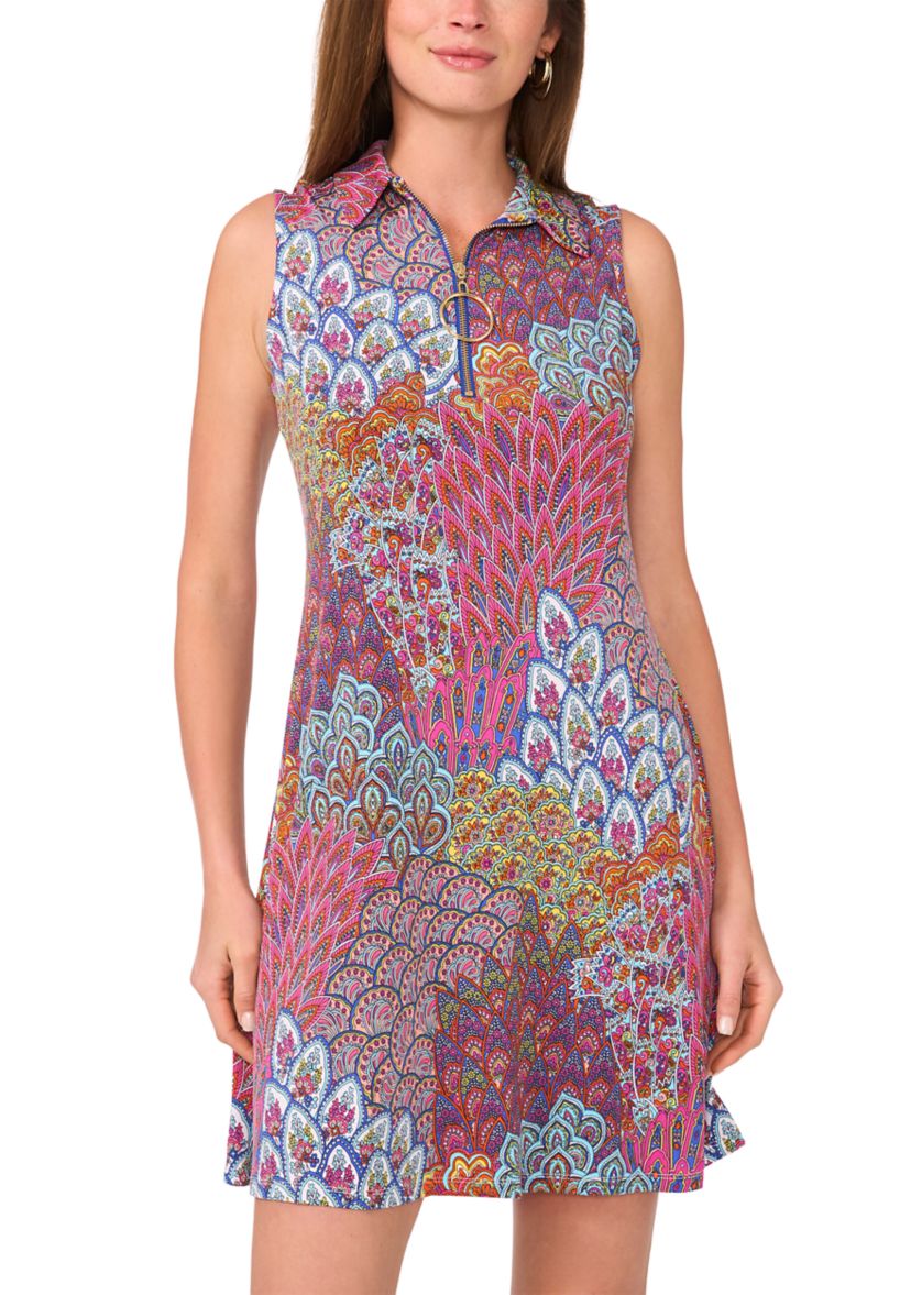 Womens Sleeveless Abstract Print Dress 