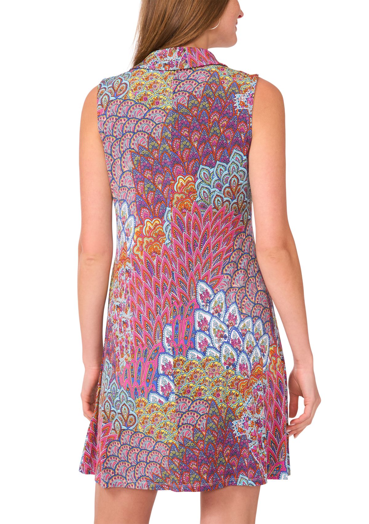 Womens Sleeveless Abstract Print Dress 