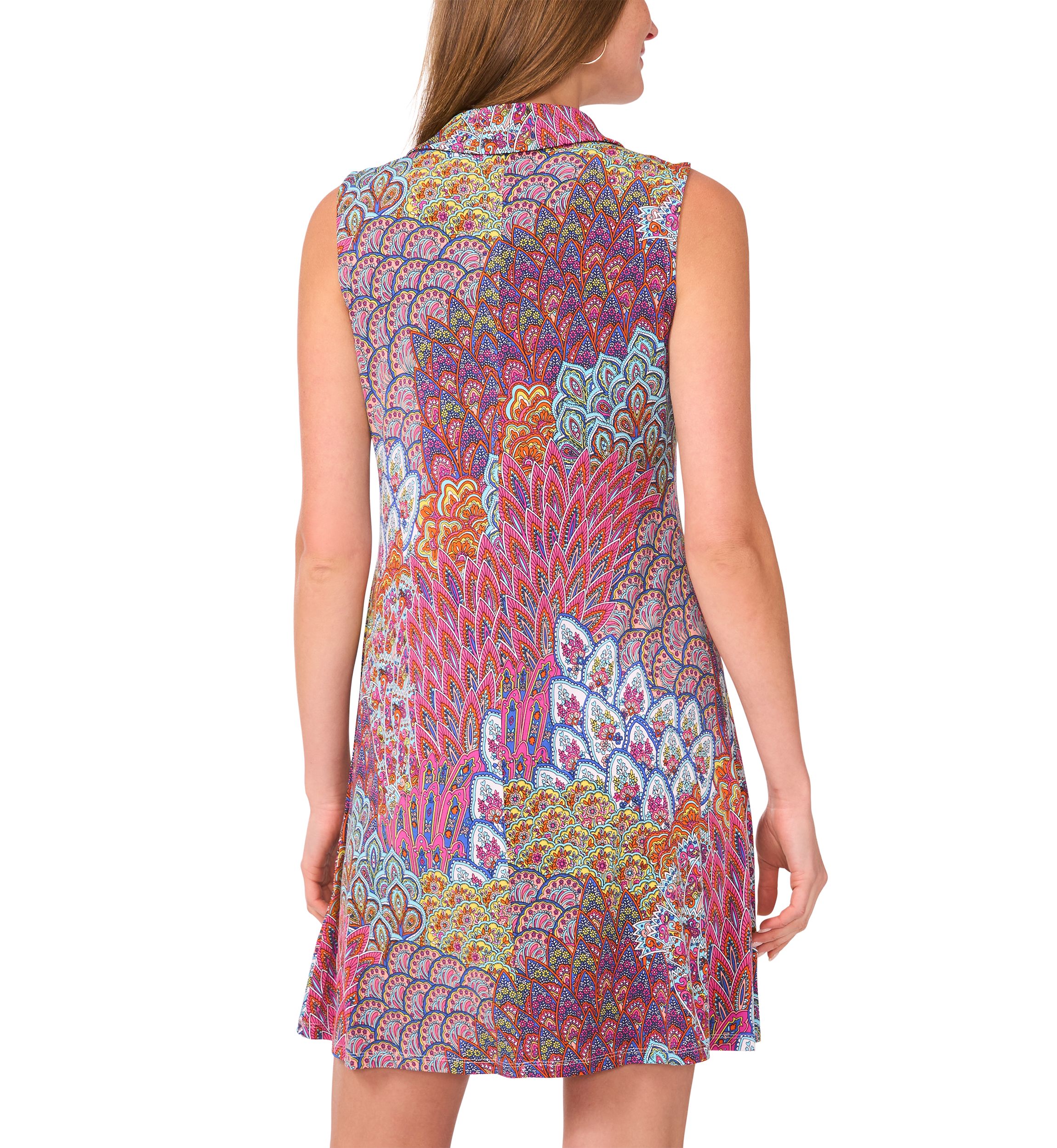 Womens Sleeveless Abstract Print Dress 