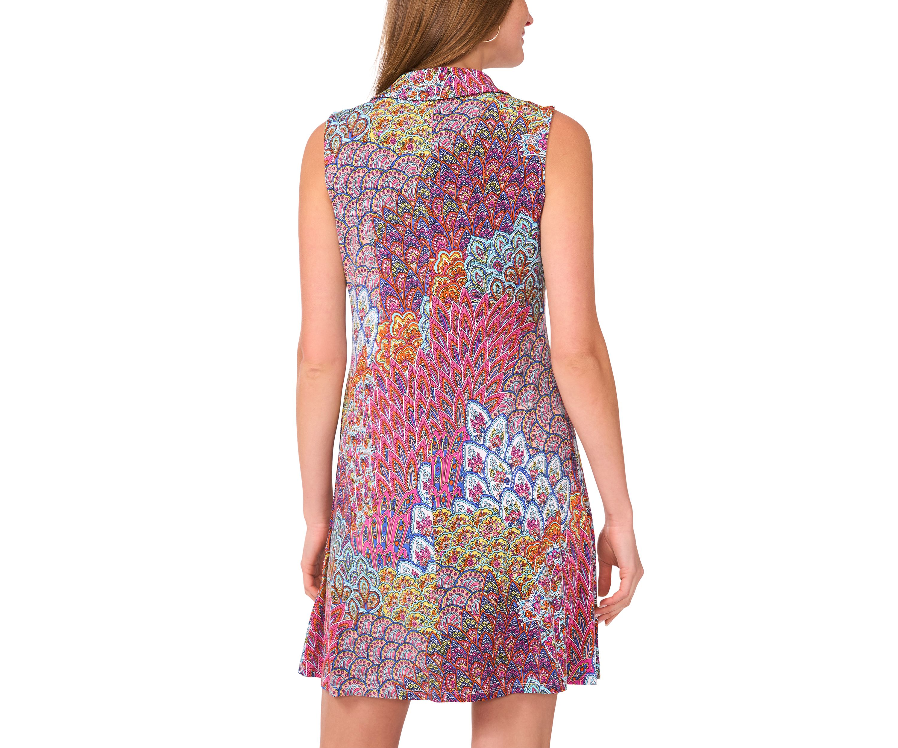 Womens Sleeveless Abstract Print Dress 