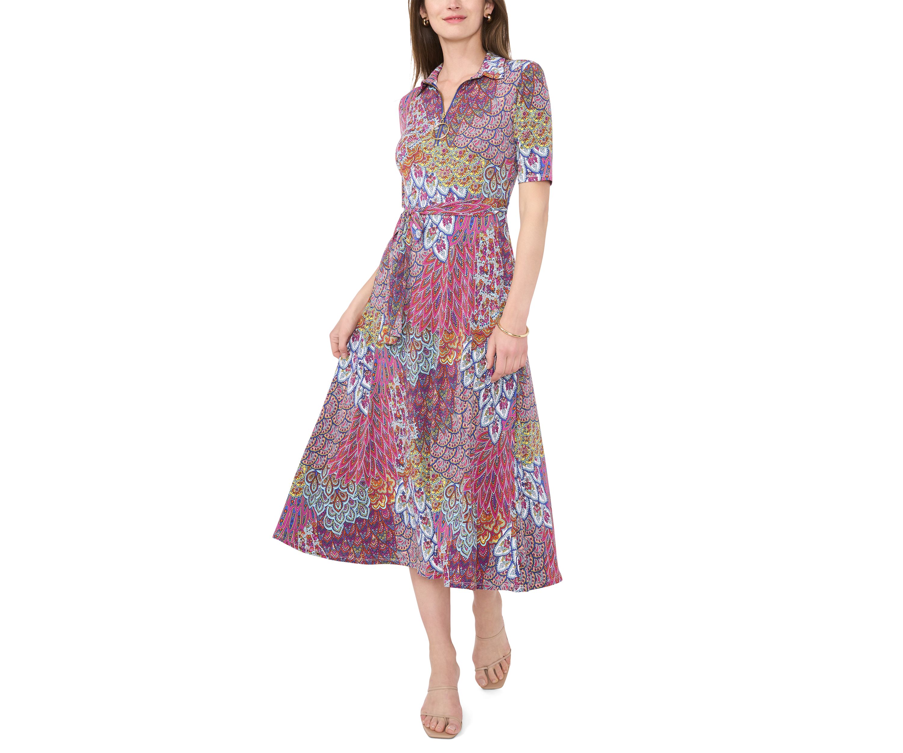 Womens Printed Midi Dress