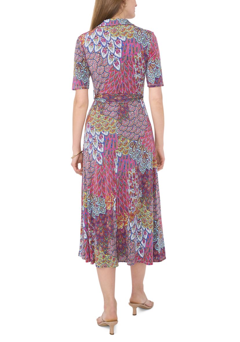 Womens Printed Midi Dress