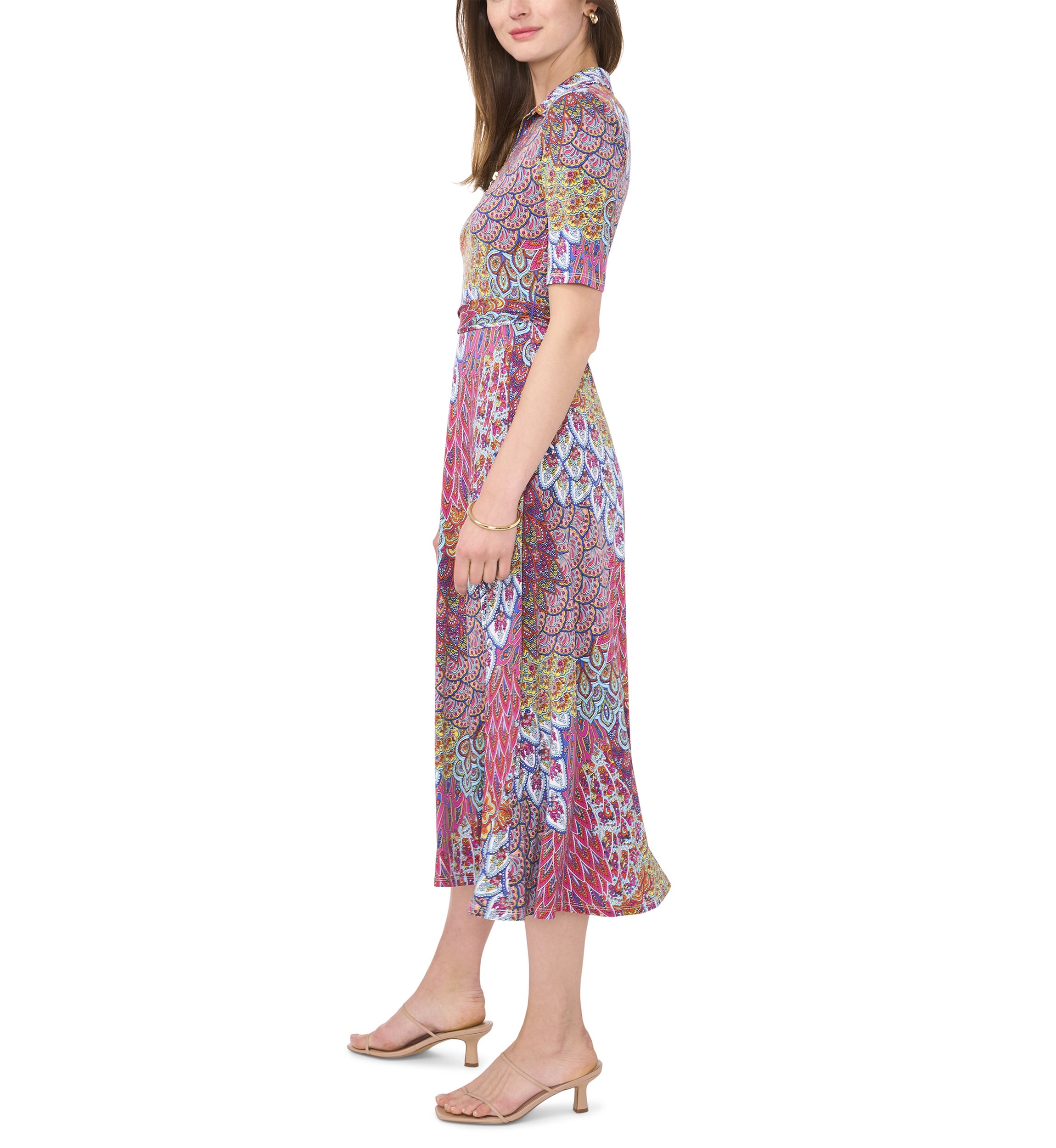 Womens Printed Midi Dress