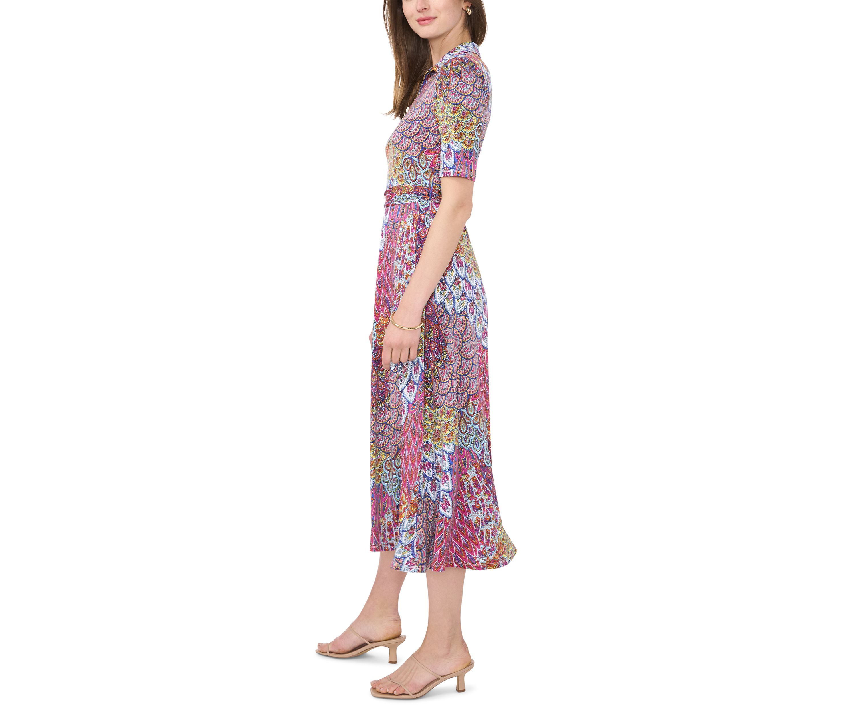 Womens Printed Midi Dress