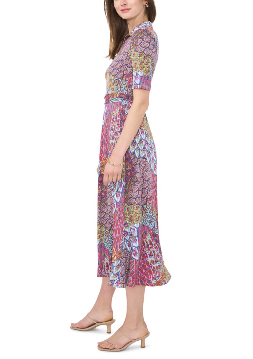 Womens Printed Midi Dress