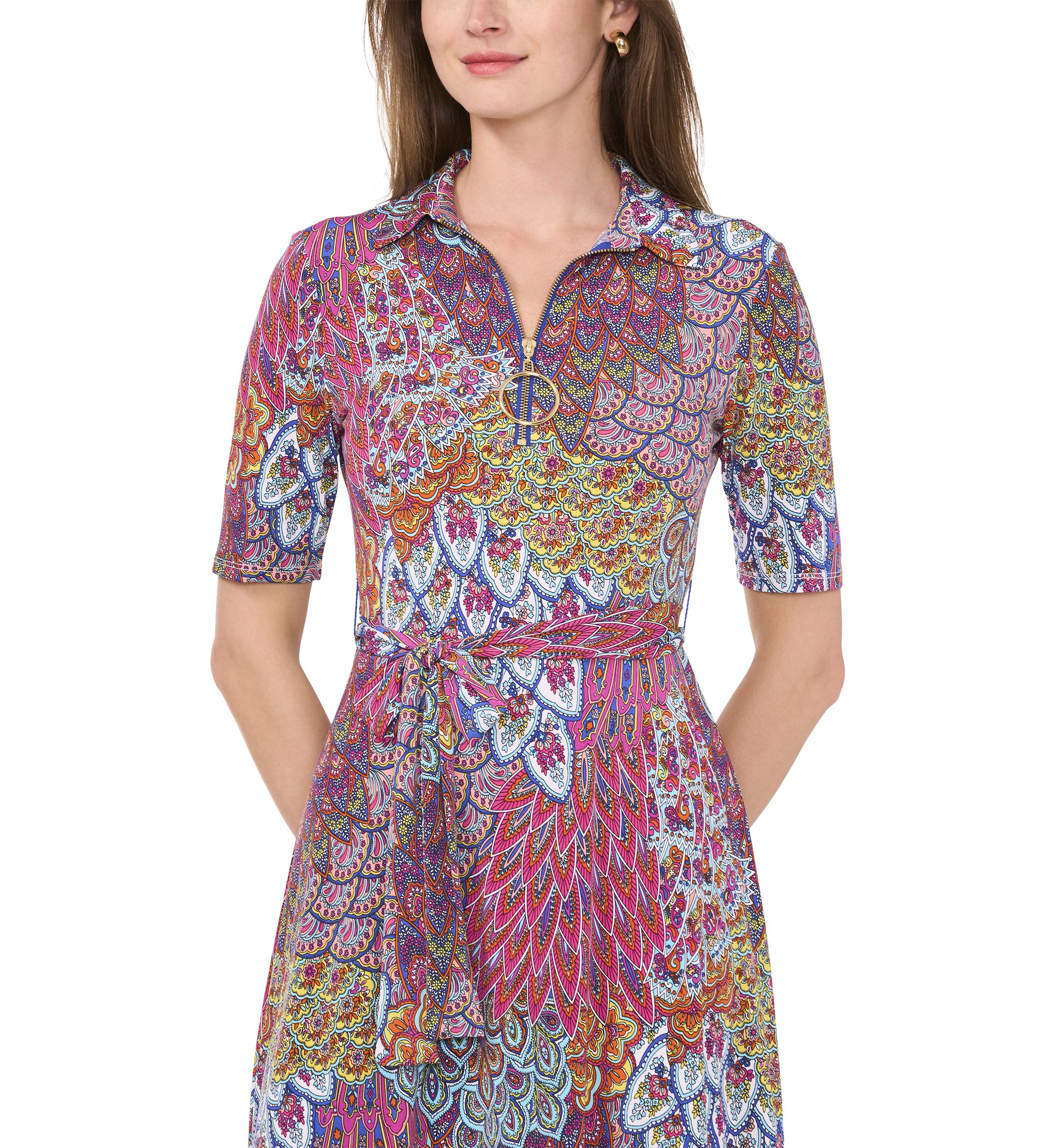 Womens Printed Midi Dress