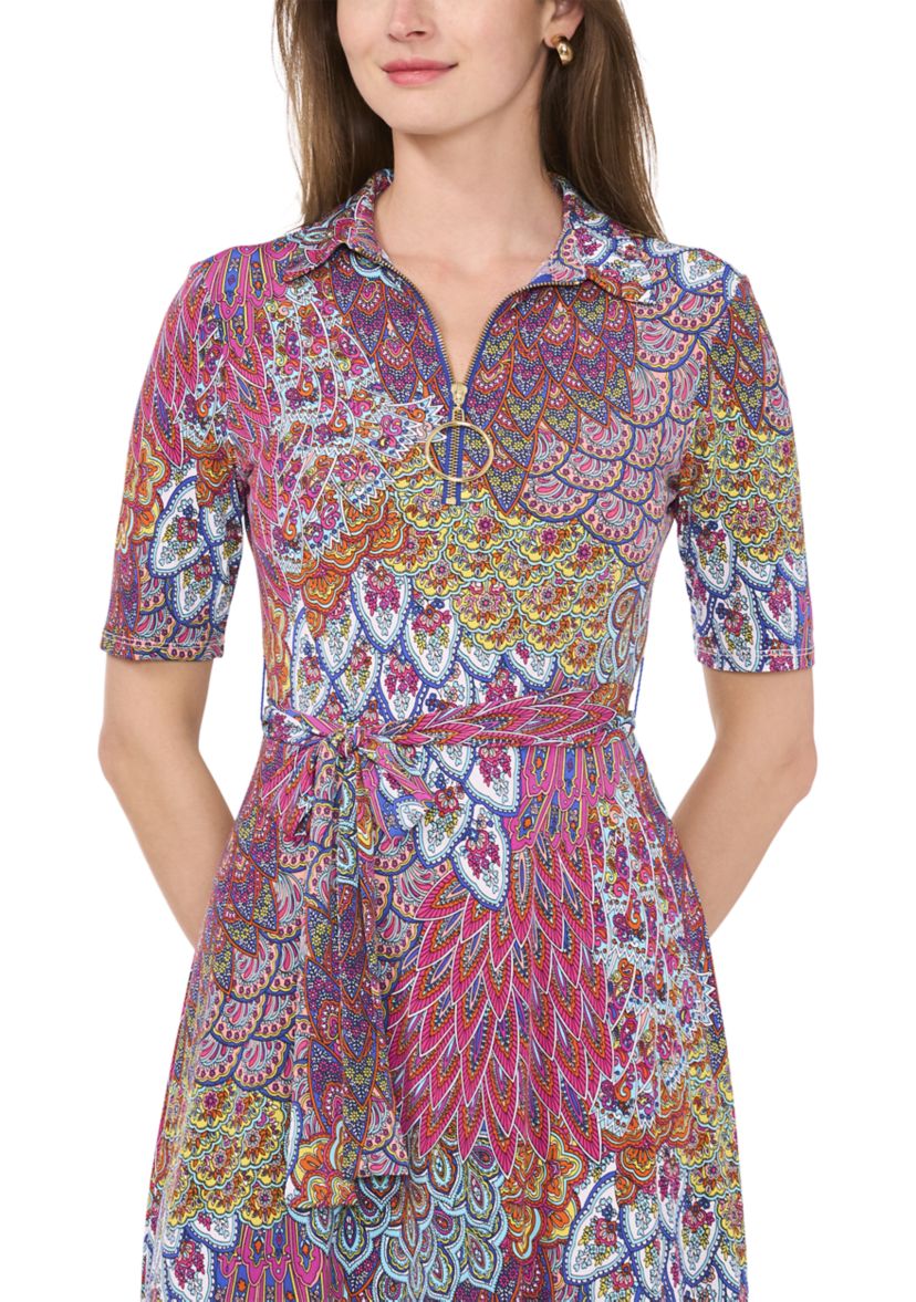 Womens Printed Midi Dress