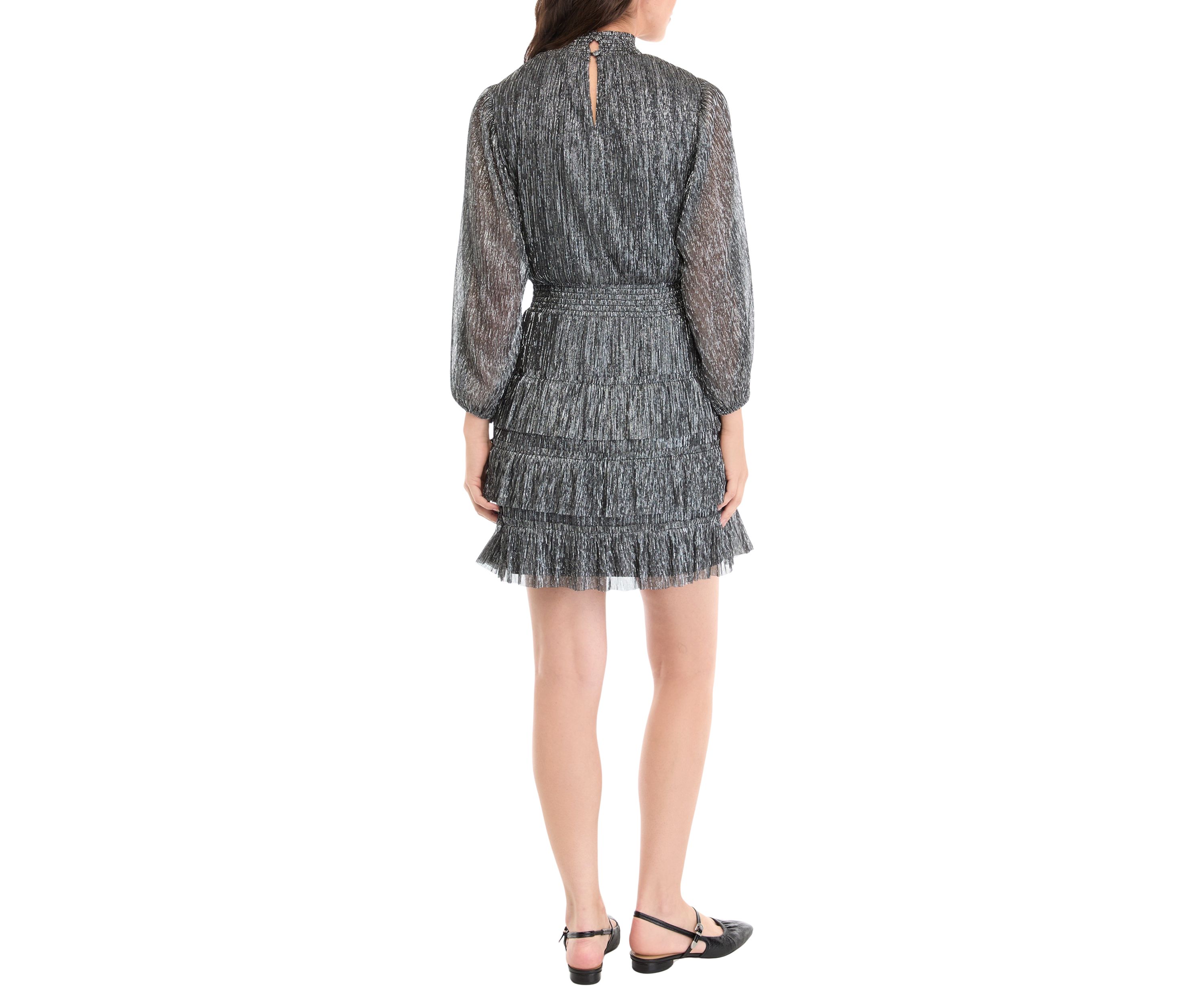 Womens Crinkle Foil Dress
