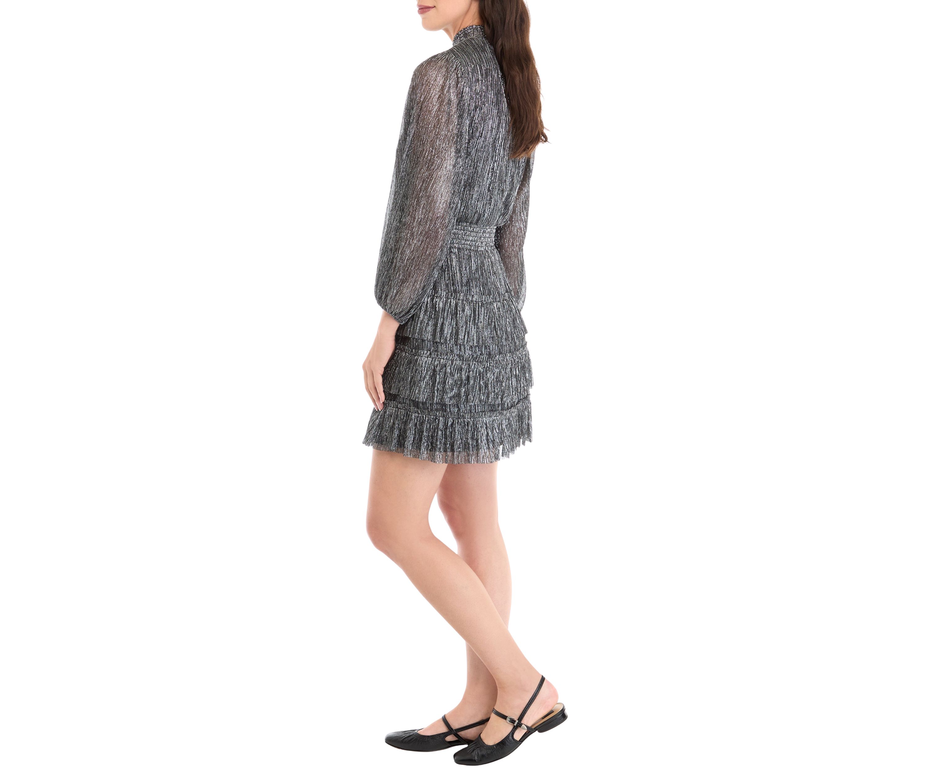 Womens Crinkle Foil Dress