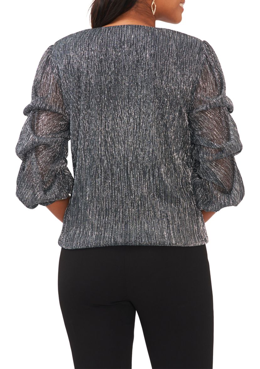 Womens V-Neck Puff Sleeve Top