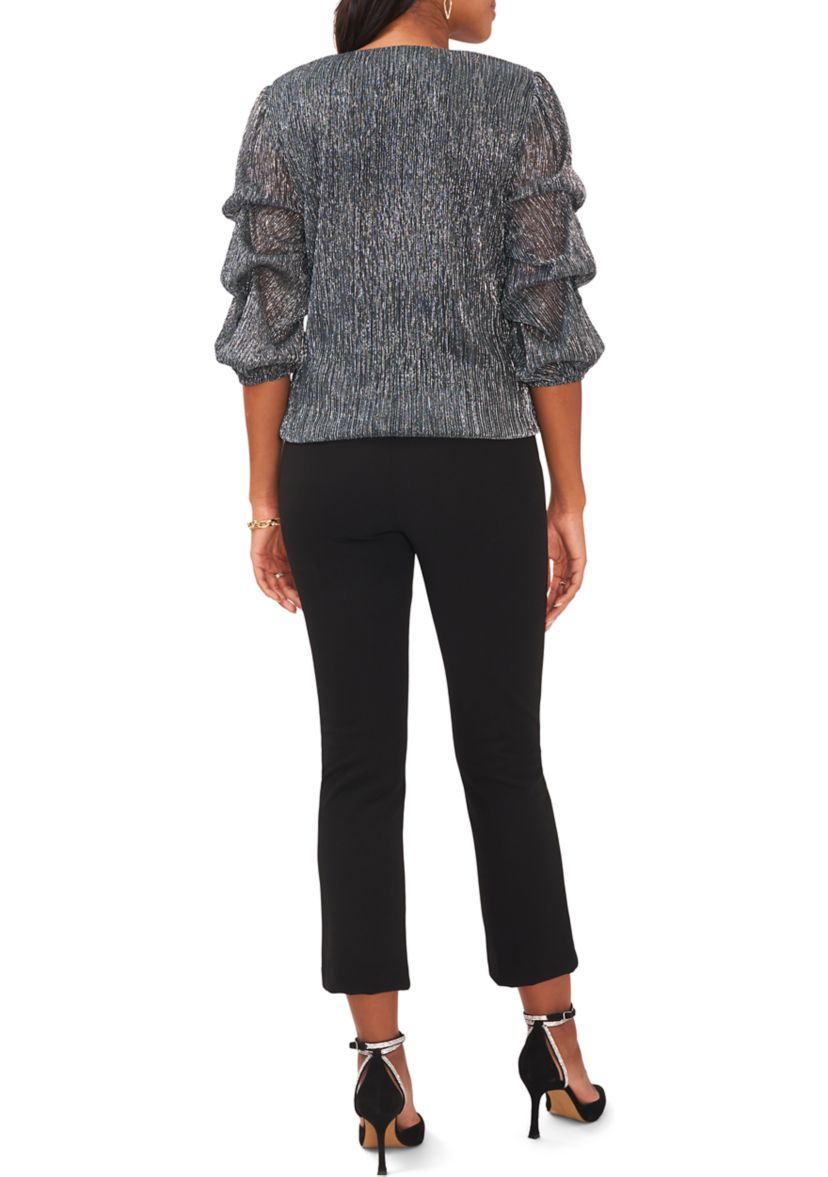 Womens V-Neck Puff Sleeve Top