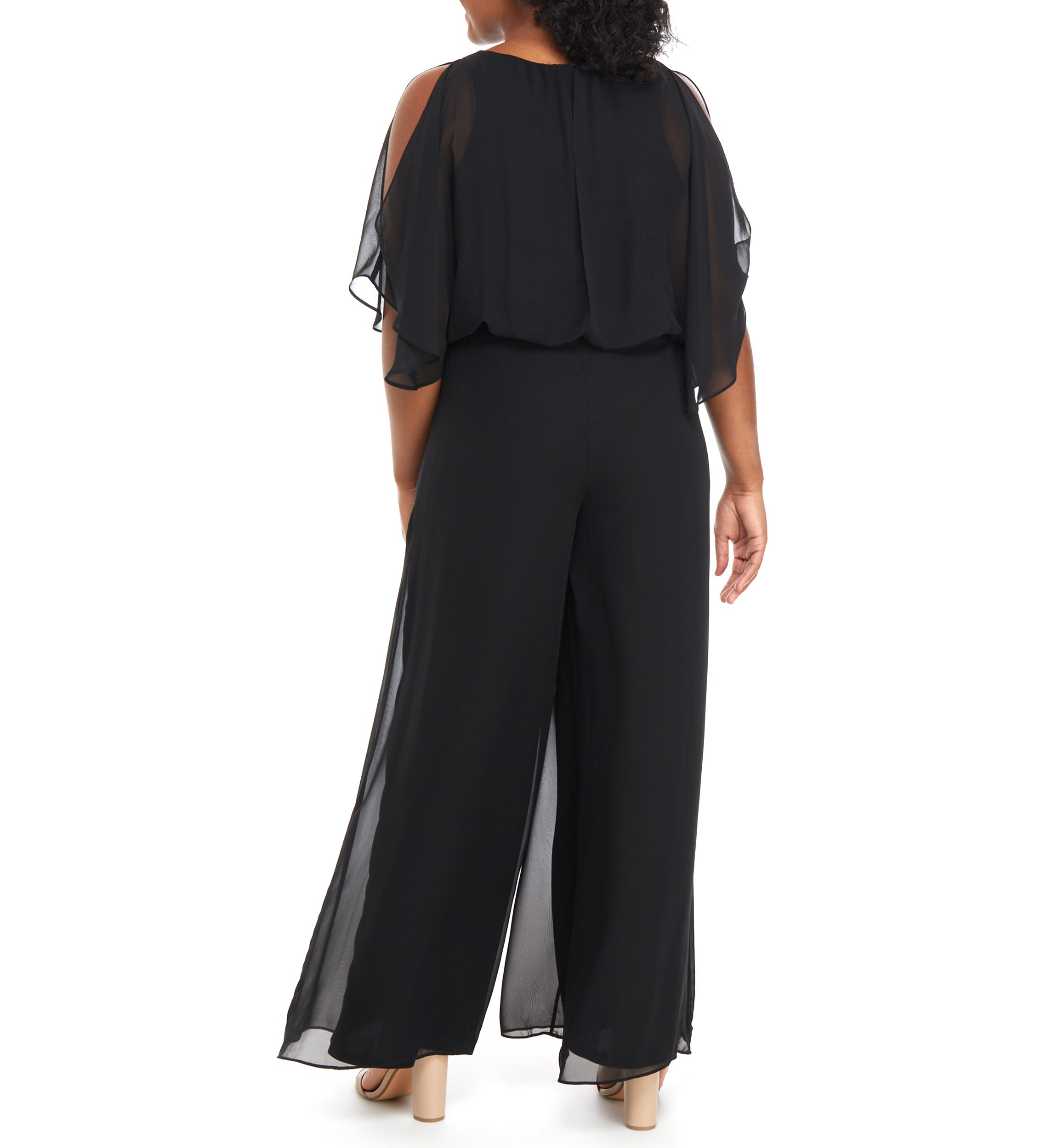 Womens Split Sleeve Tie Waist Jumpsuit 