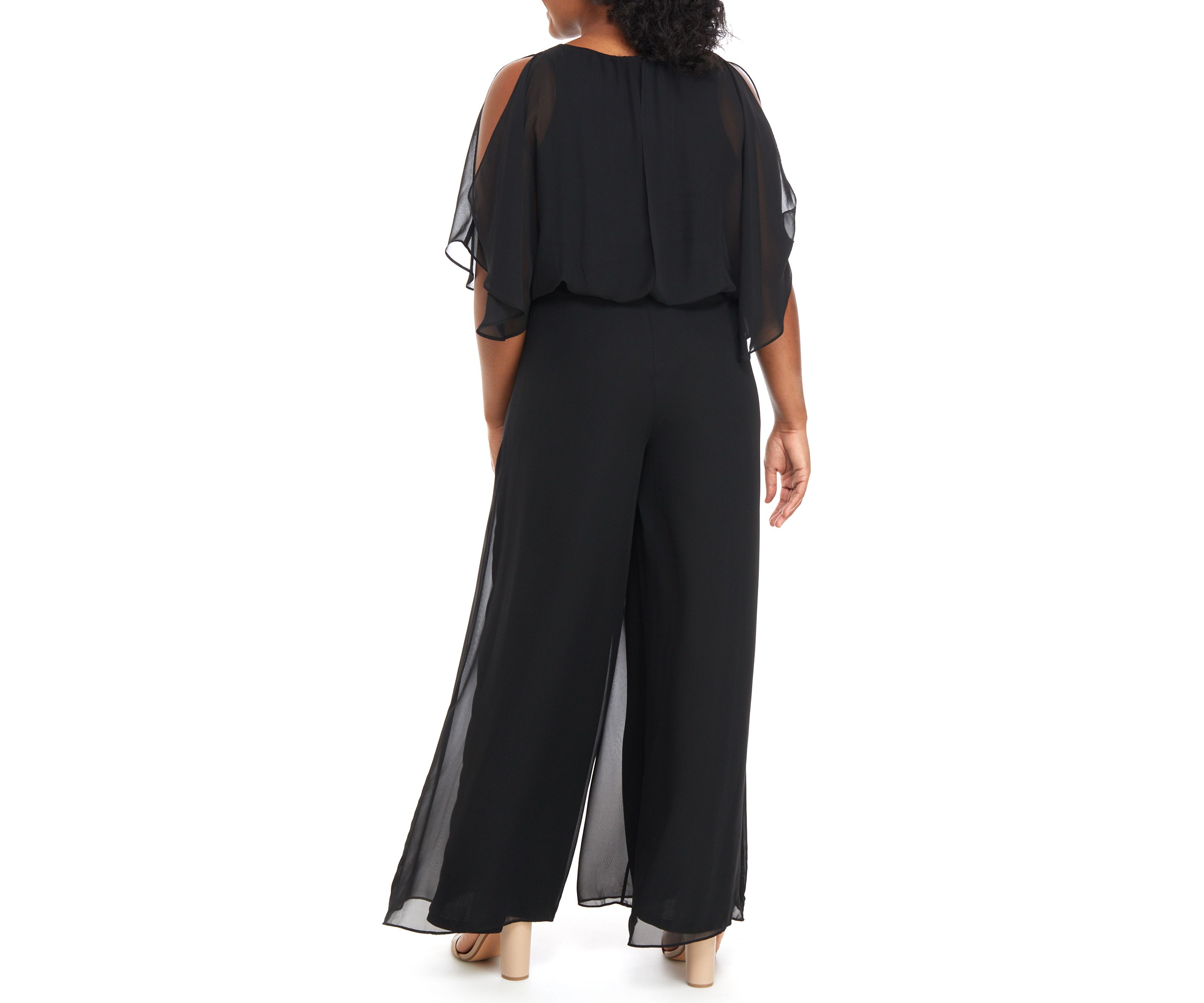 Womens Split Sleeve Tie Waist Jumpsuit 