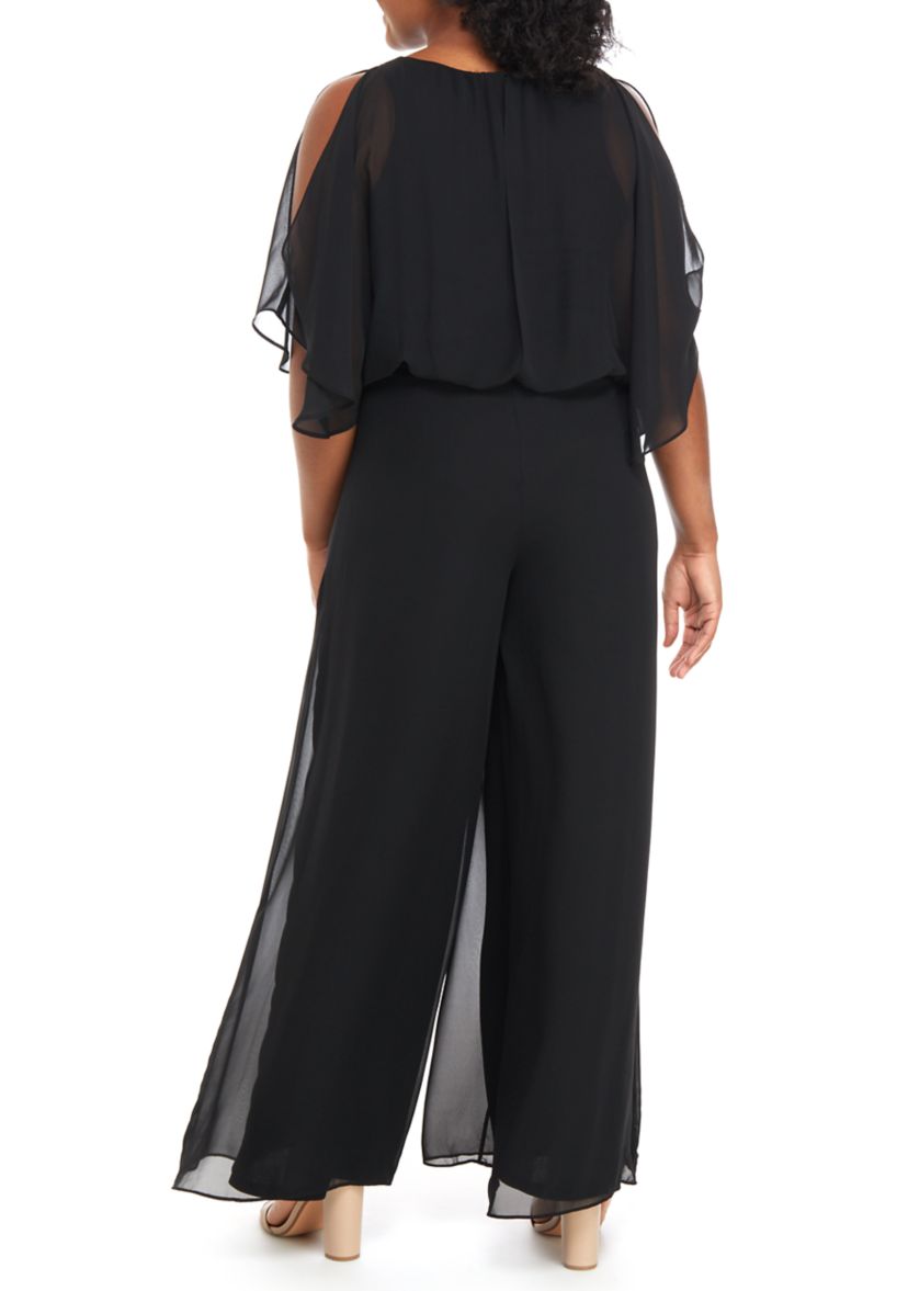 Womens Split Sleeve Tie Waist Jumpsuit 