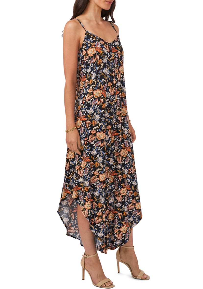 Womens Sleeveless Sweetheart Neck Floral Printed Jumpsuit