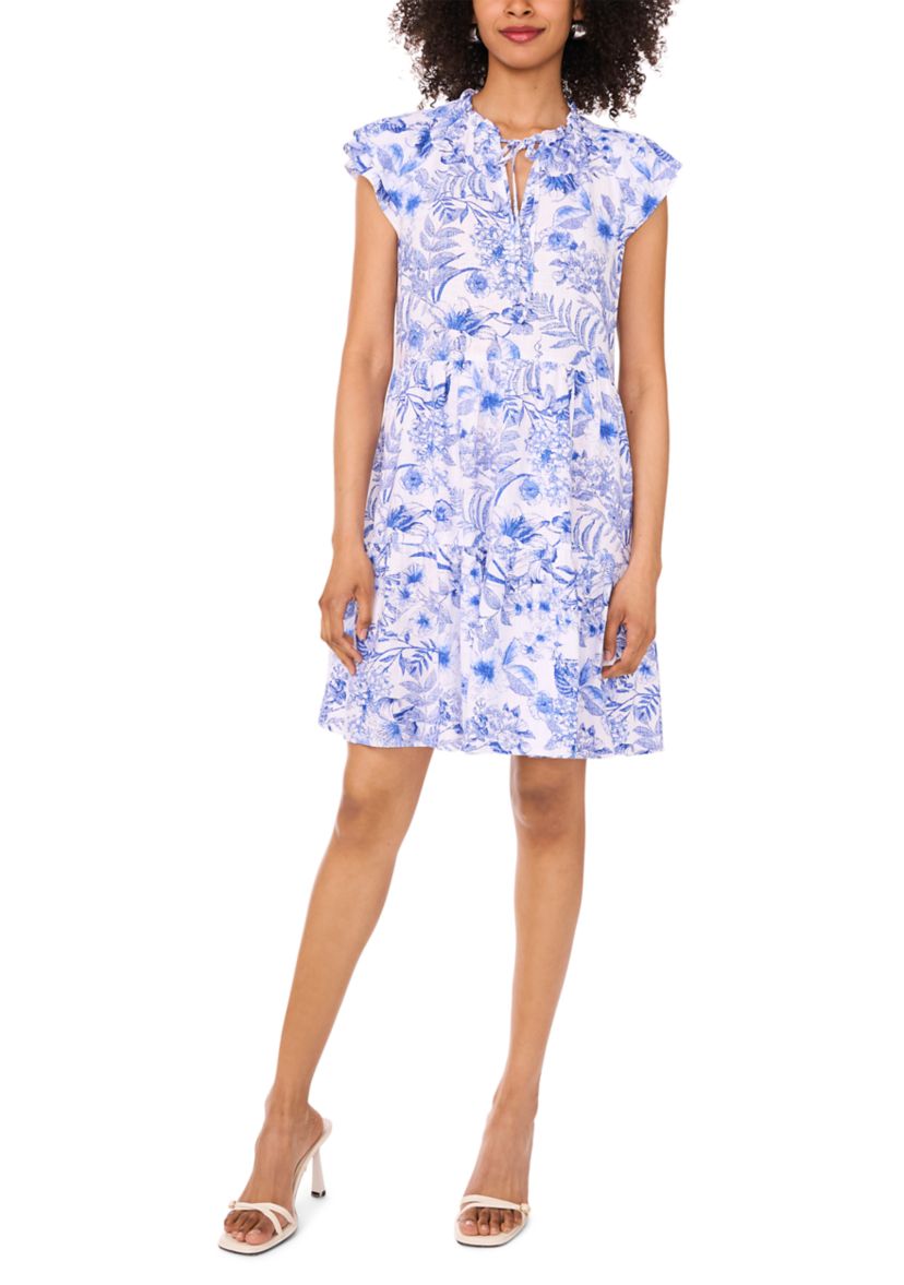 Msk Women's Short-Sleeve Fit & Flare Dress - Bright White - Size L
