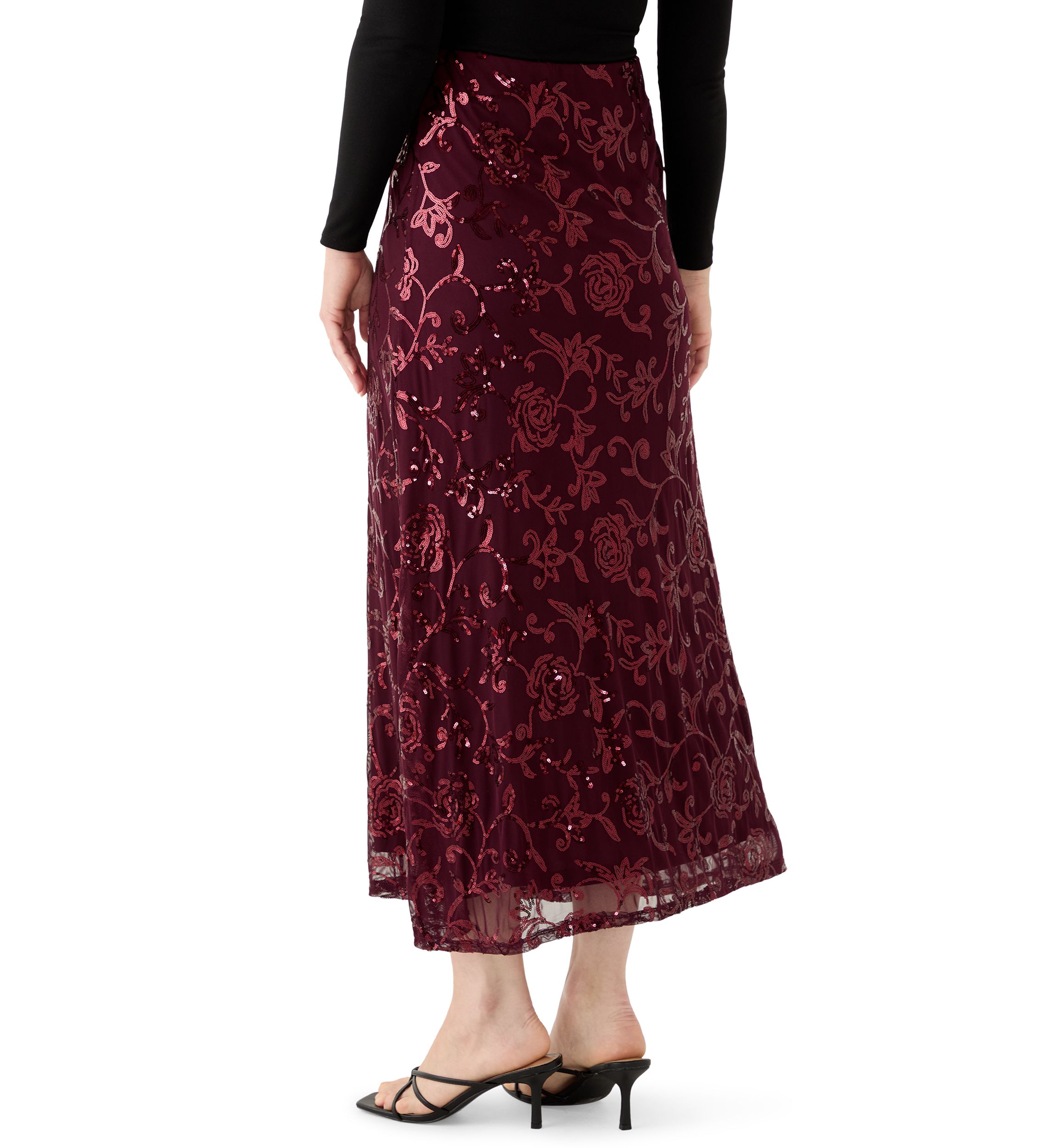 Womens Solid Mesh Maxi Skirt