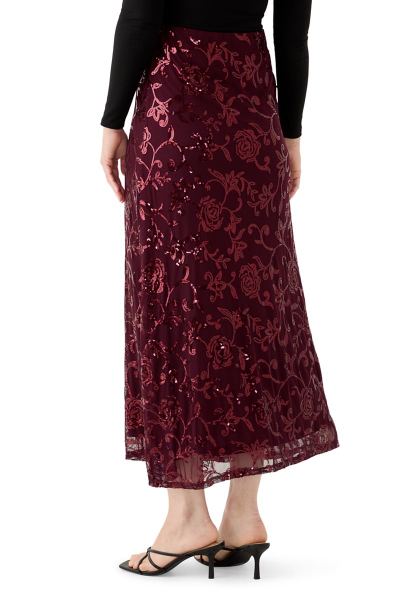 Womens Solid Mesh Maxi Skirt