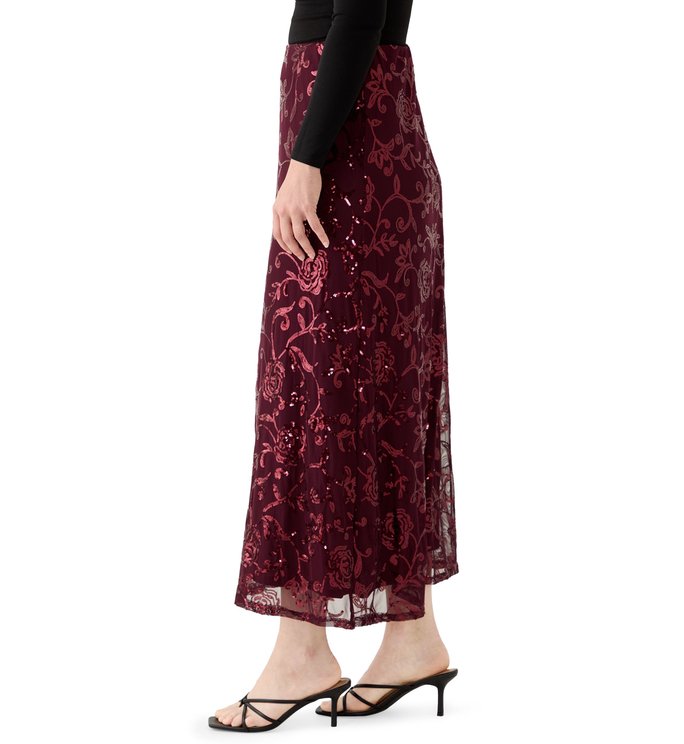 Womens Solid Mesh Maxi Skirt