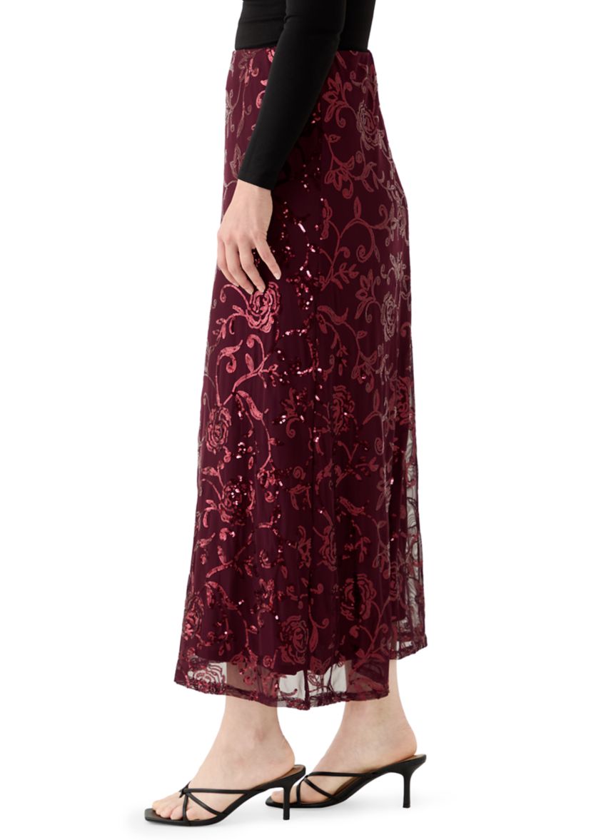 Womens Solid Mesh Maxi Skirt