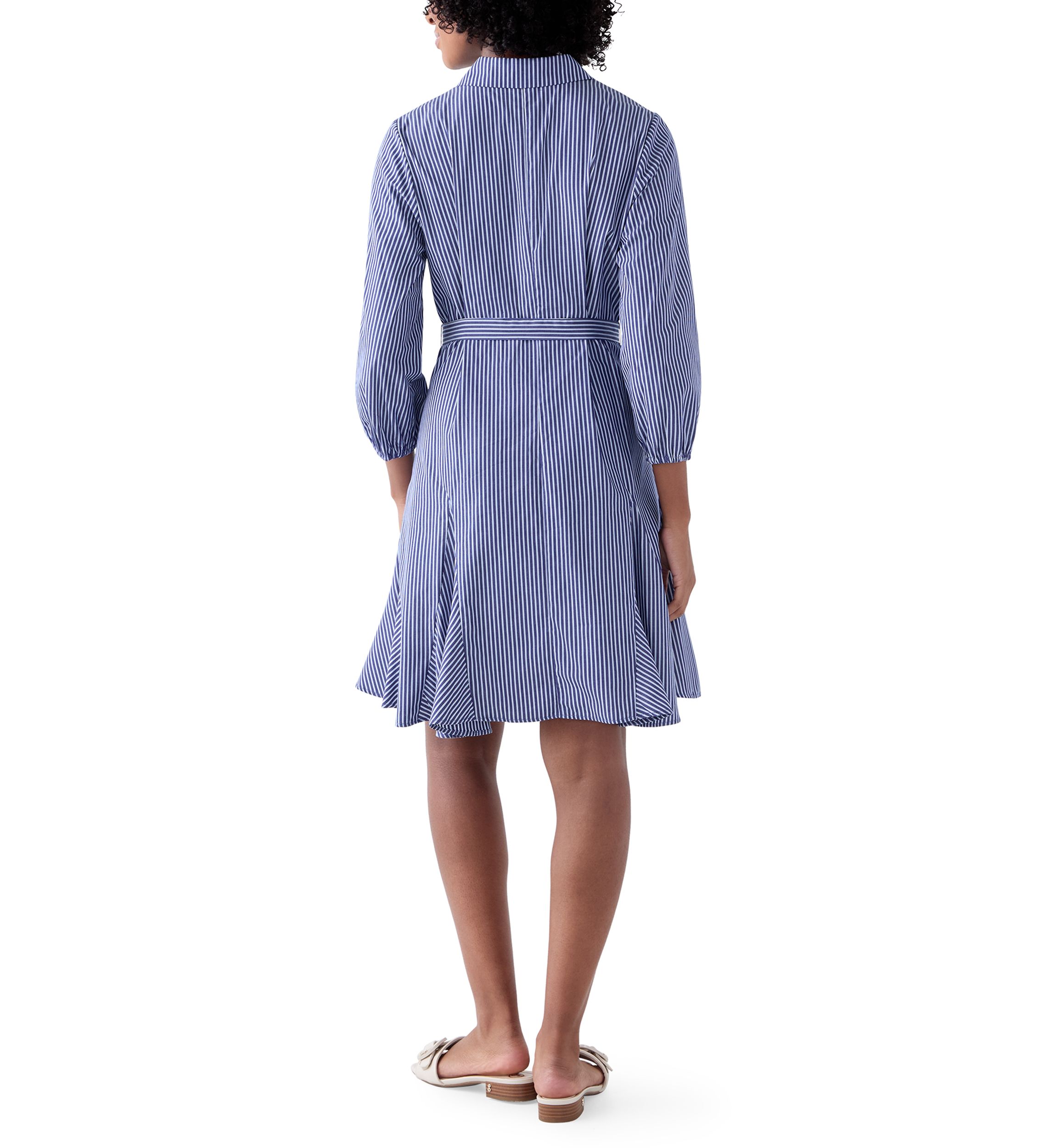 Womens Long Sleeve Tie Waist Dress with Godets