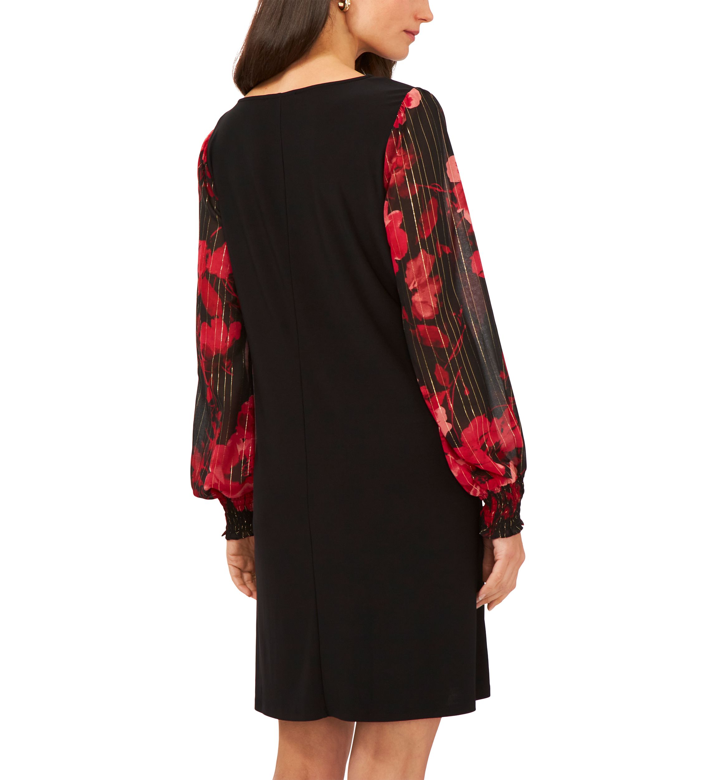 Womens Long Sleeve Printed A-Line Dress 