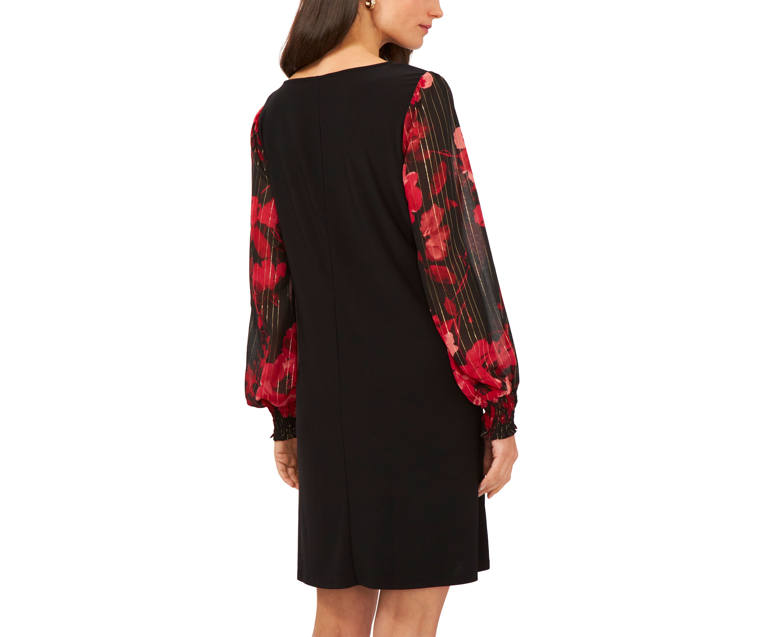 Womens Long Sleeve Printed A-Line Dress 