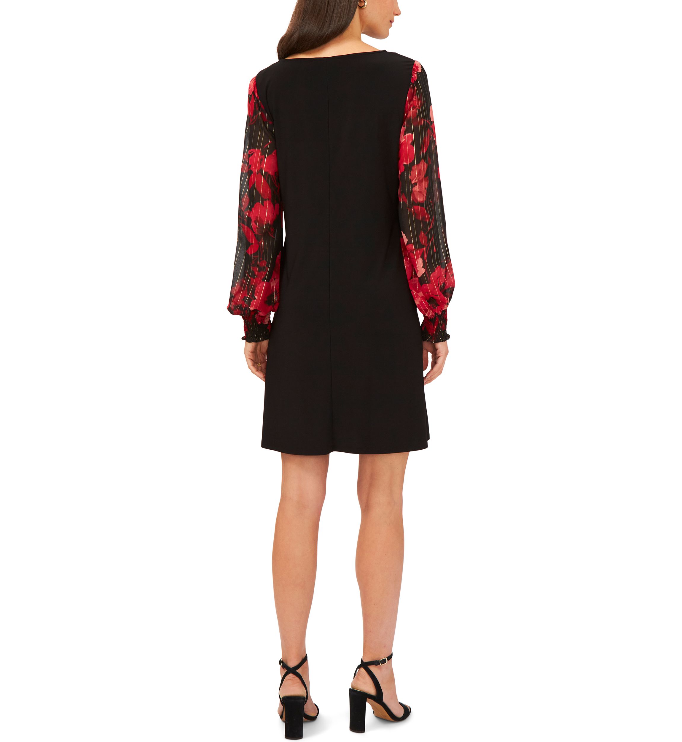 Womens Long Sleeve Printed A-Line Dress 