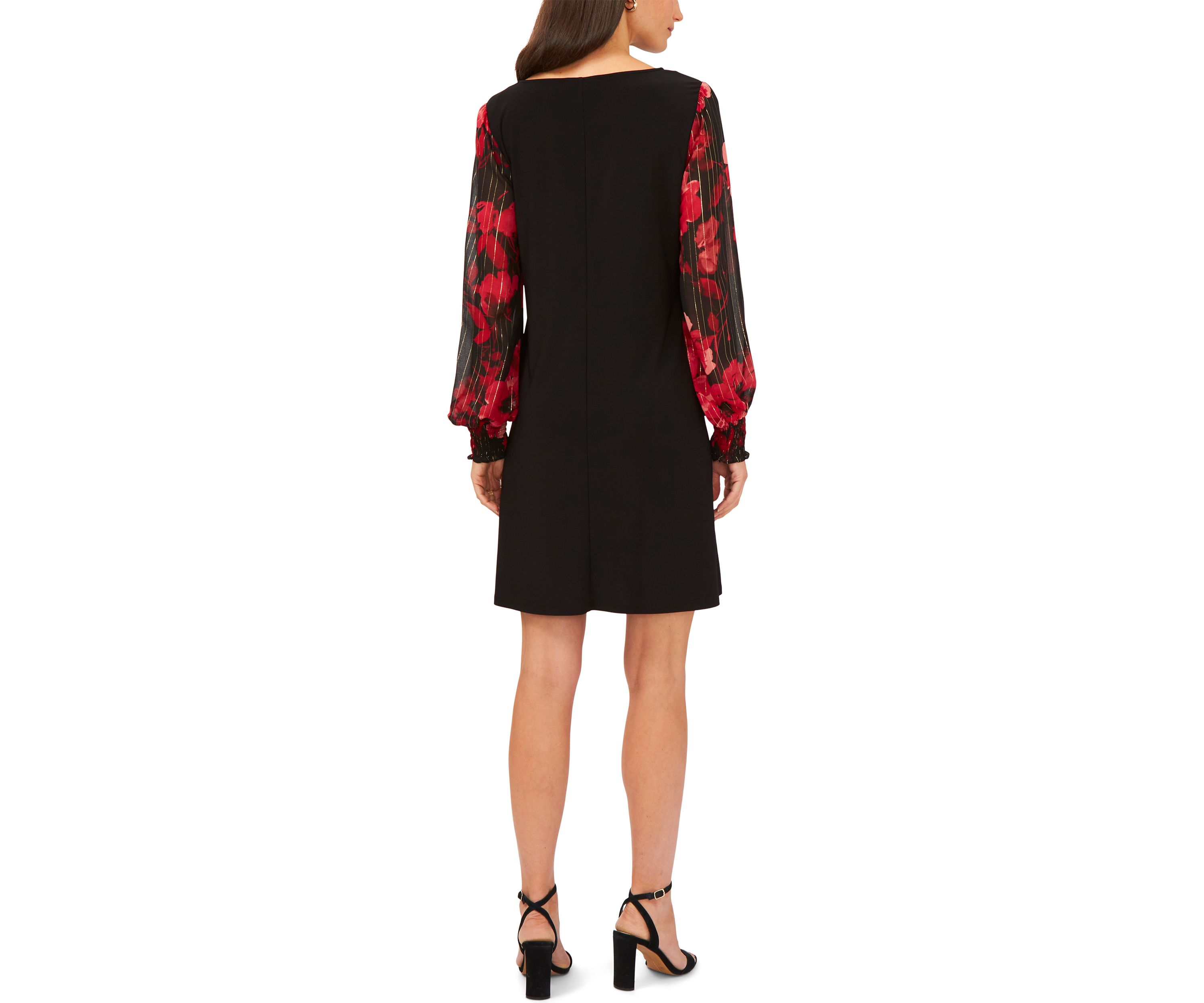 Womens Long Sleeve Printed A-Line Dress 