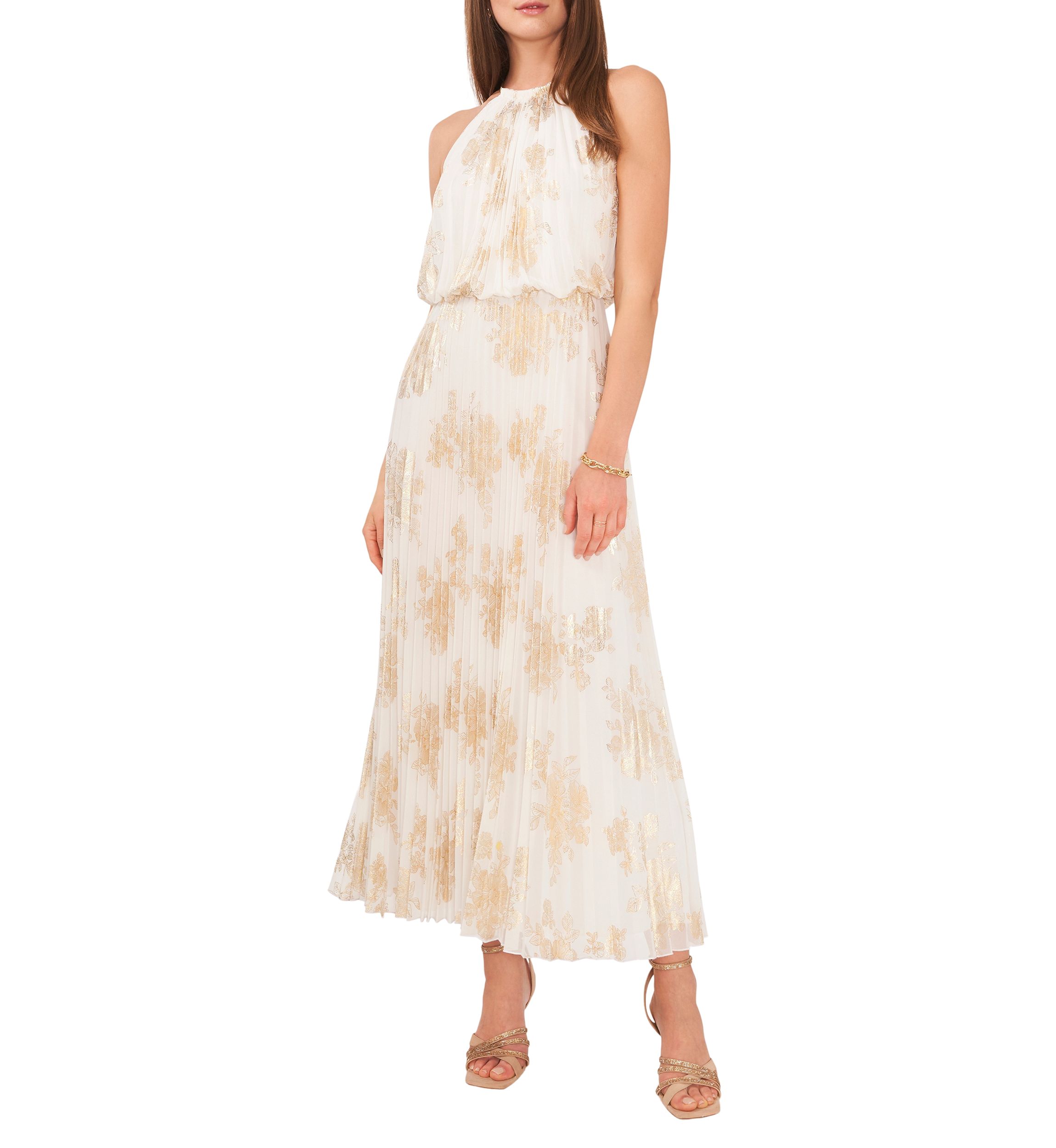 Womens Chiffon Pleated Gown 