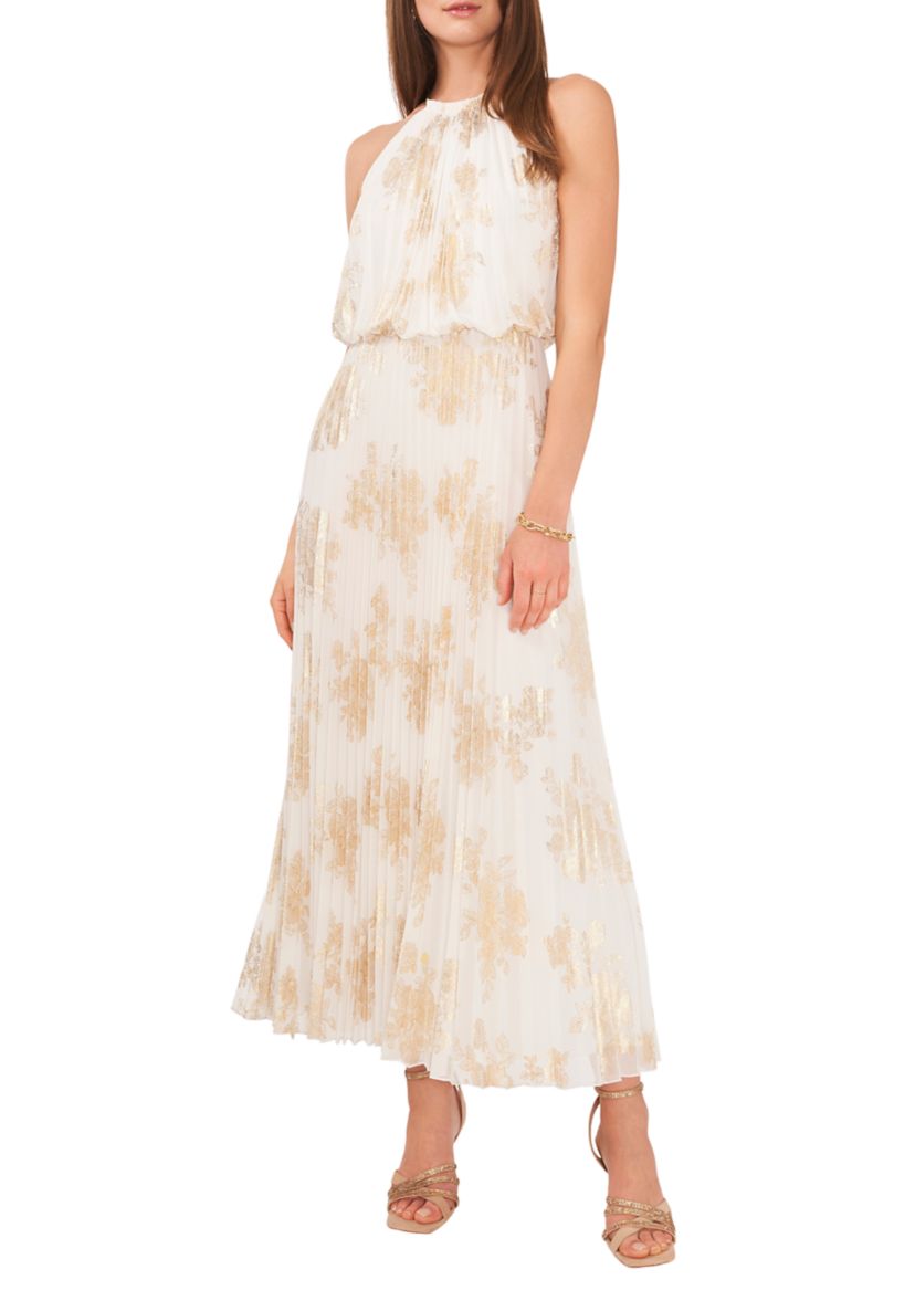 Womens Chiffon Pleated Gown 