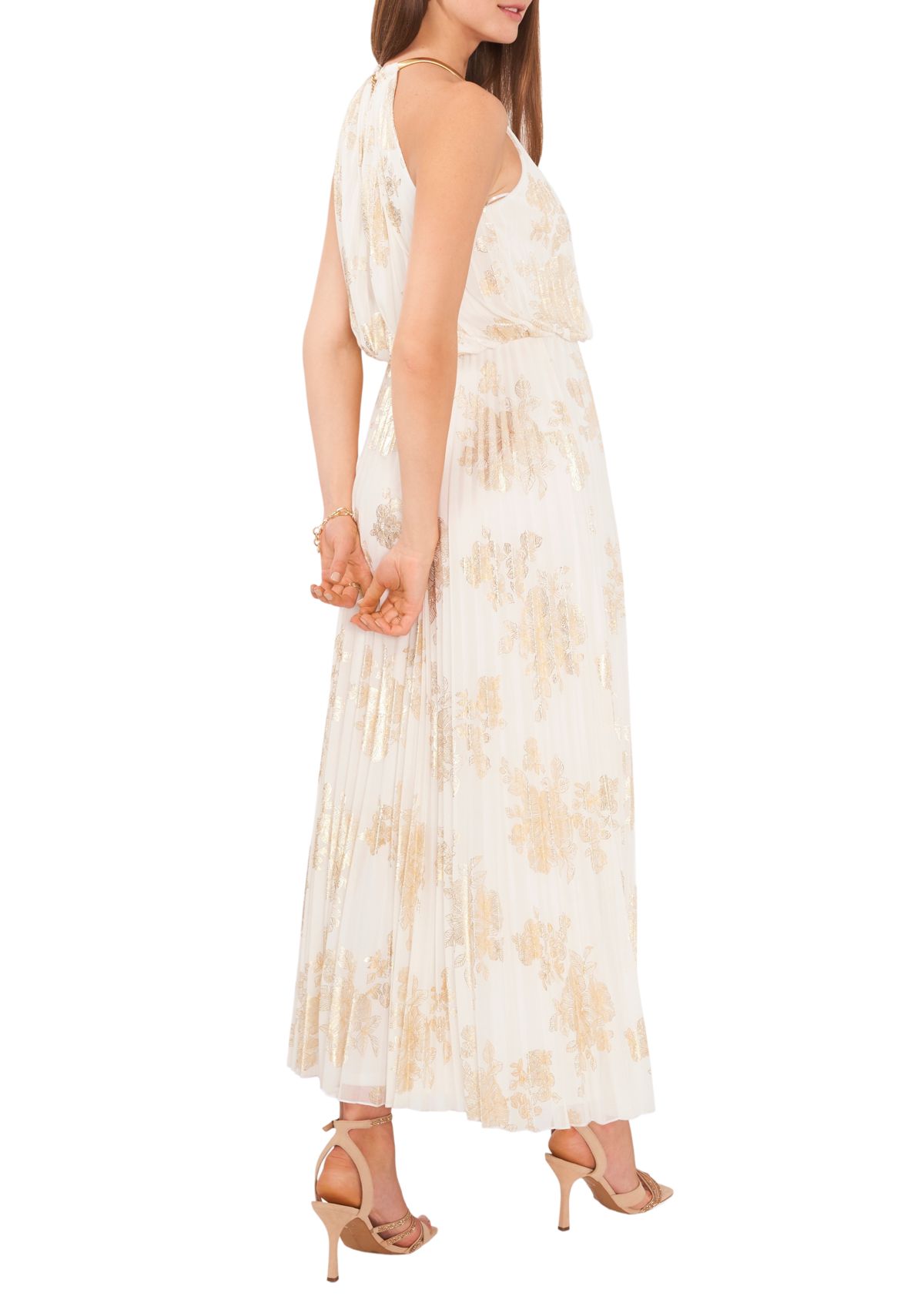 Womens Chiffon Pleated Gown 
