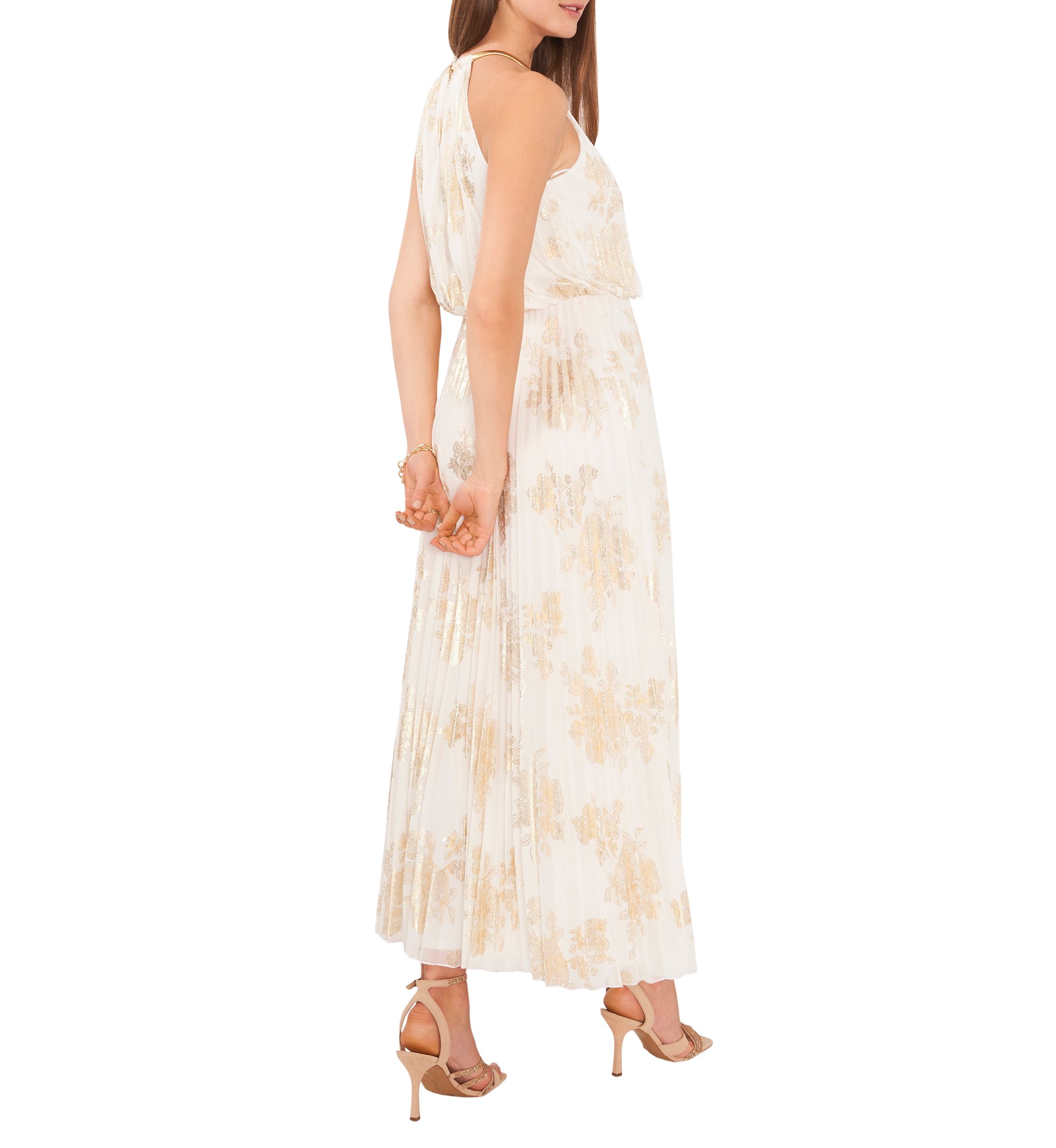 Womens Chiffon Pleated Gown 