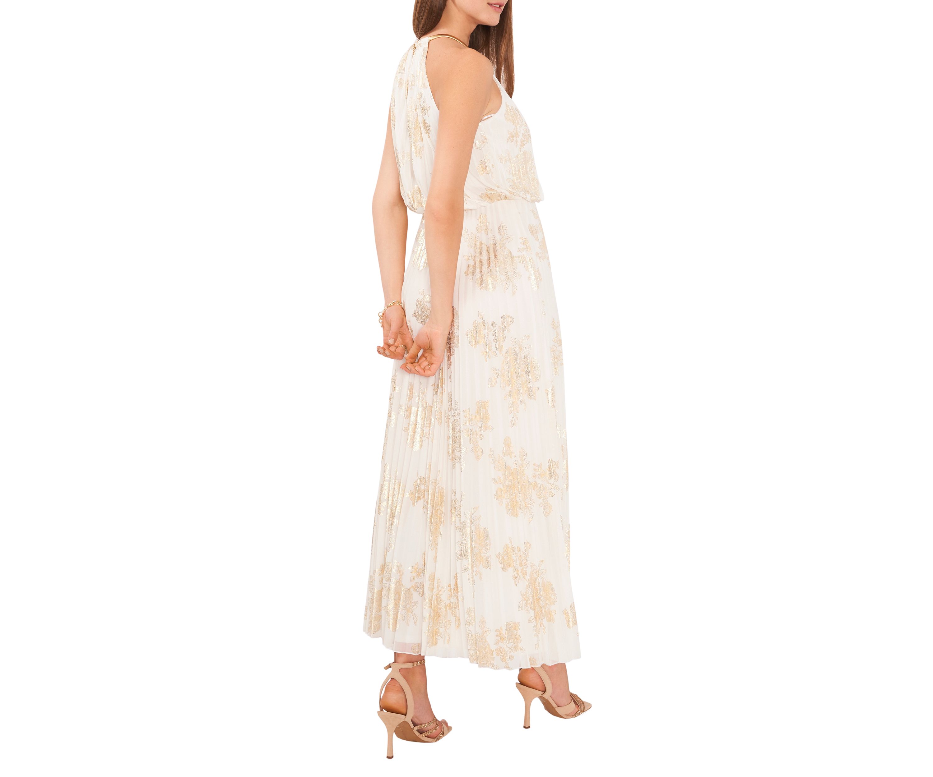 Womens Chiffon Pleated Gown 