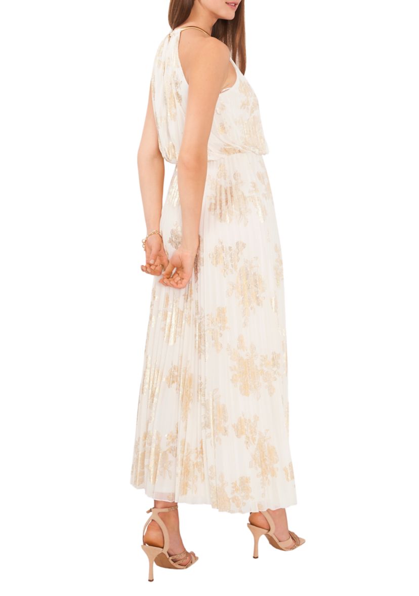 Womens Chiffon Pleated Gown 