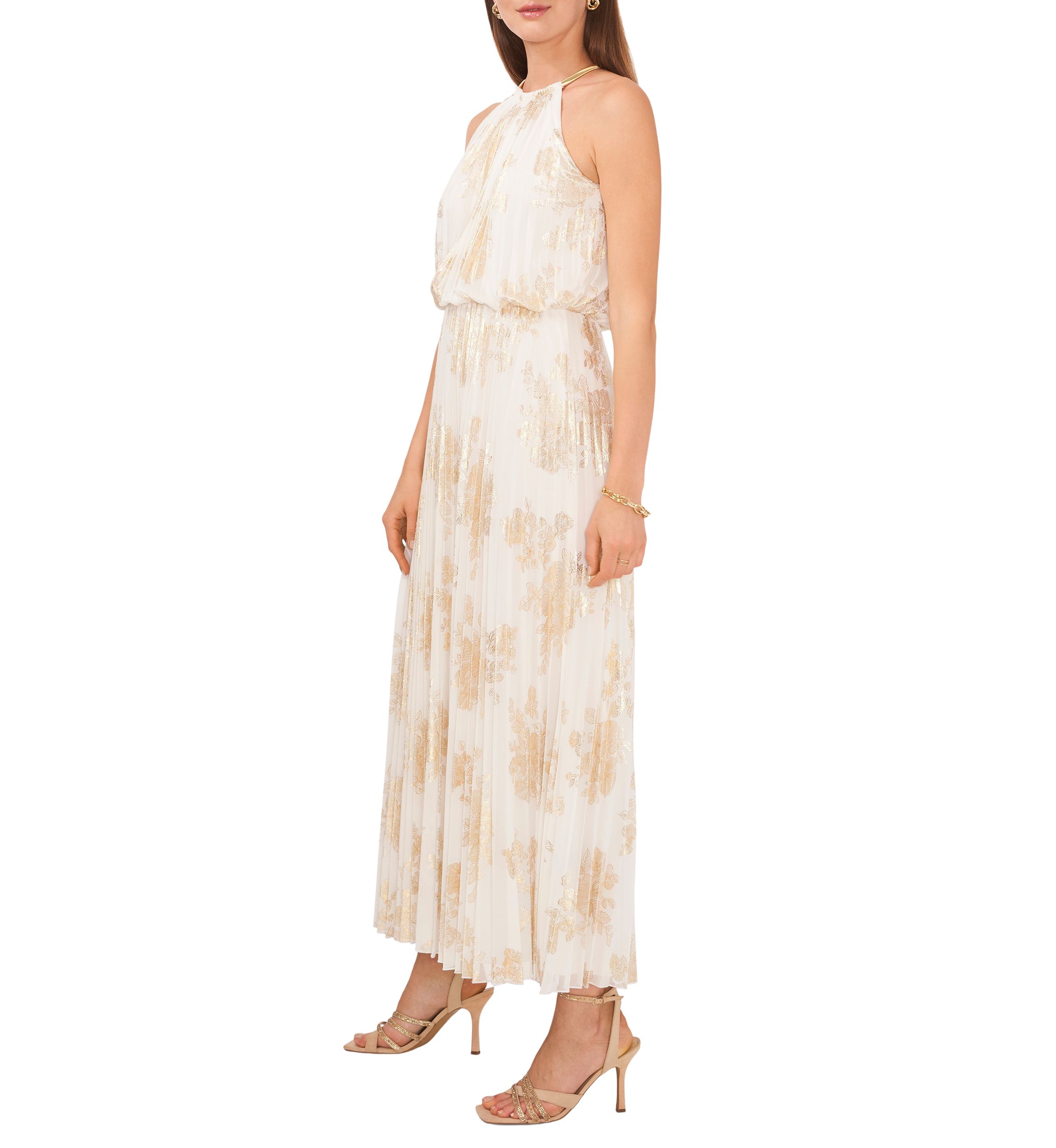 Womens Chiffon Pleated Gown 