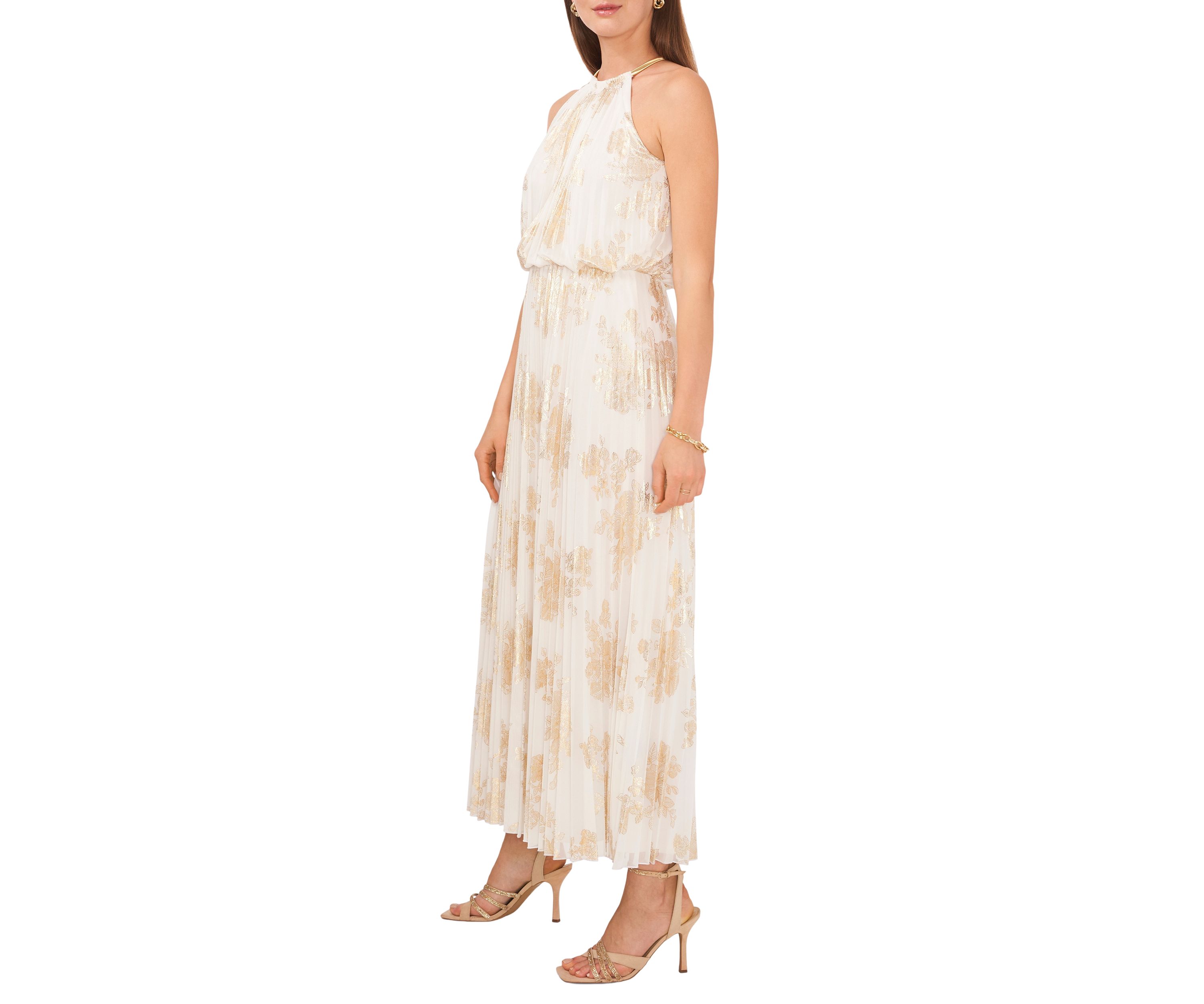 Womens Chiffon Pleated Gown 
