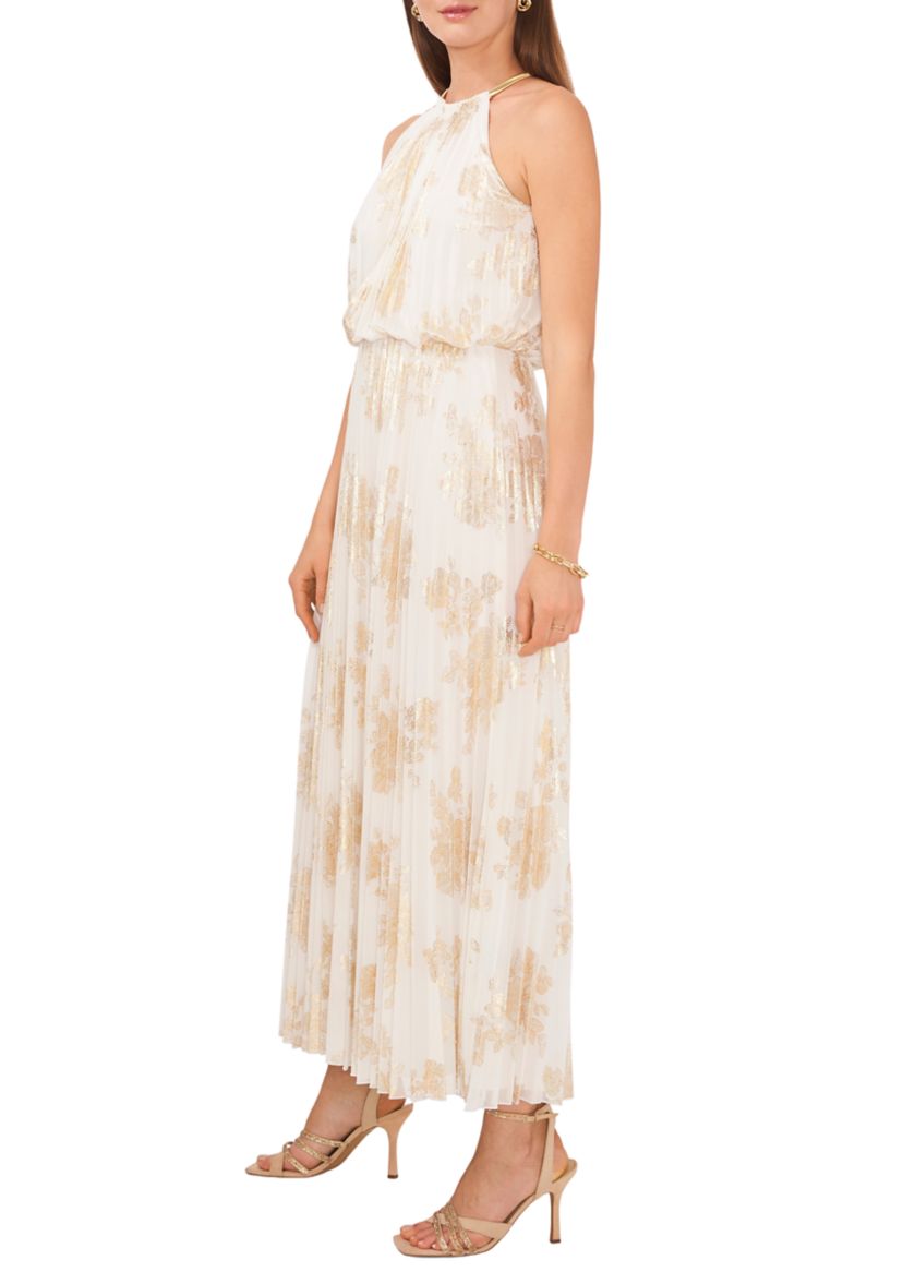 Womens Chiffon Pleated Gown 