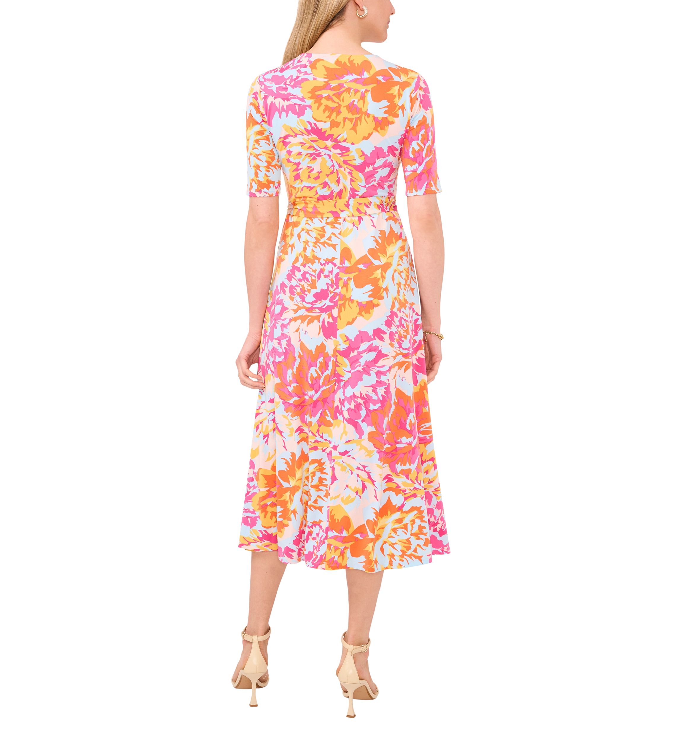 Womens Printed Tie Waist Dress